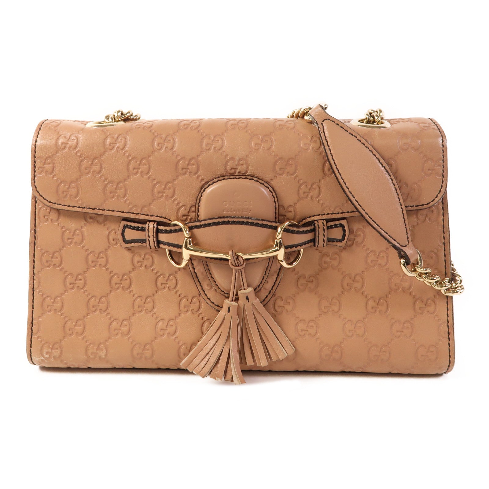 GUCCI 牛皮皮革Horsebit Shoulder Bag金扣鏈帶肩背袋