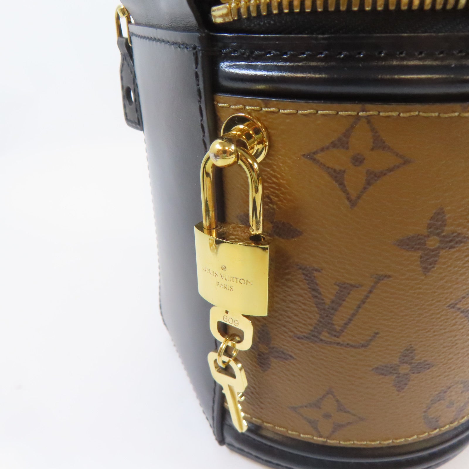 LOUIS VUITTON Monogram Reverse Cannes金扣手挽肩背兩用袋啡色
