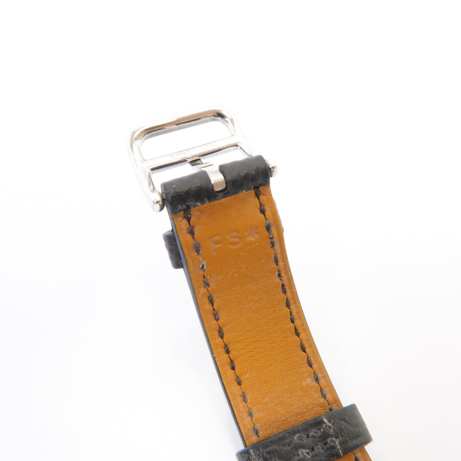 HERMES Heure H Watch 21mm不鏽鋼/Epsom皮革手錶石英機芯白色