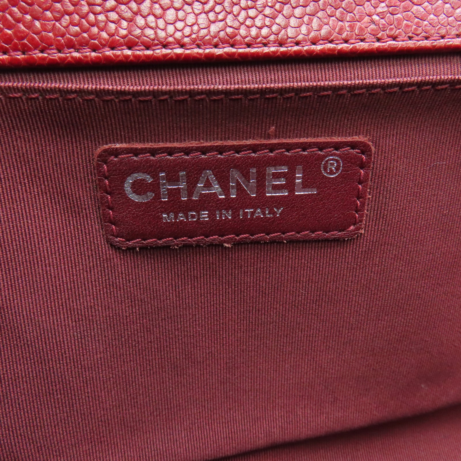 CHANEL 【激減優惠】菱格Caviar皮革Chain Shoulder鏈帶肩背袋銀扣紅色