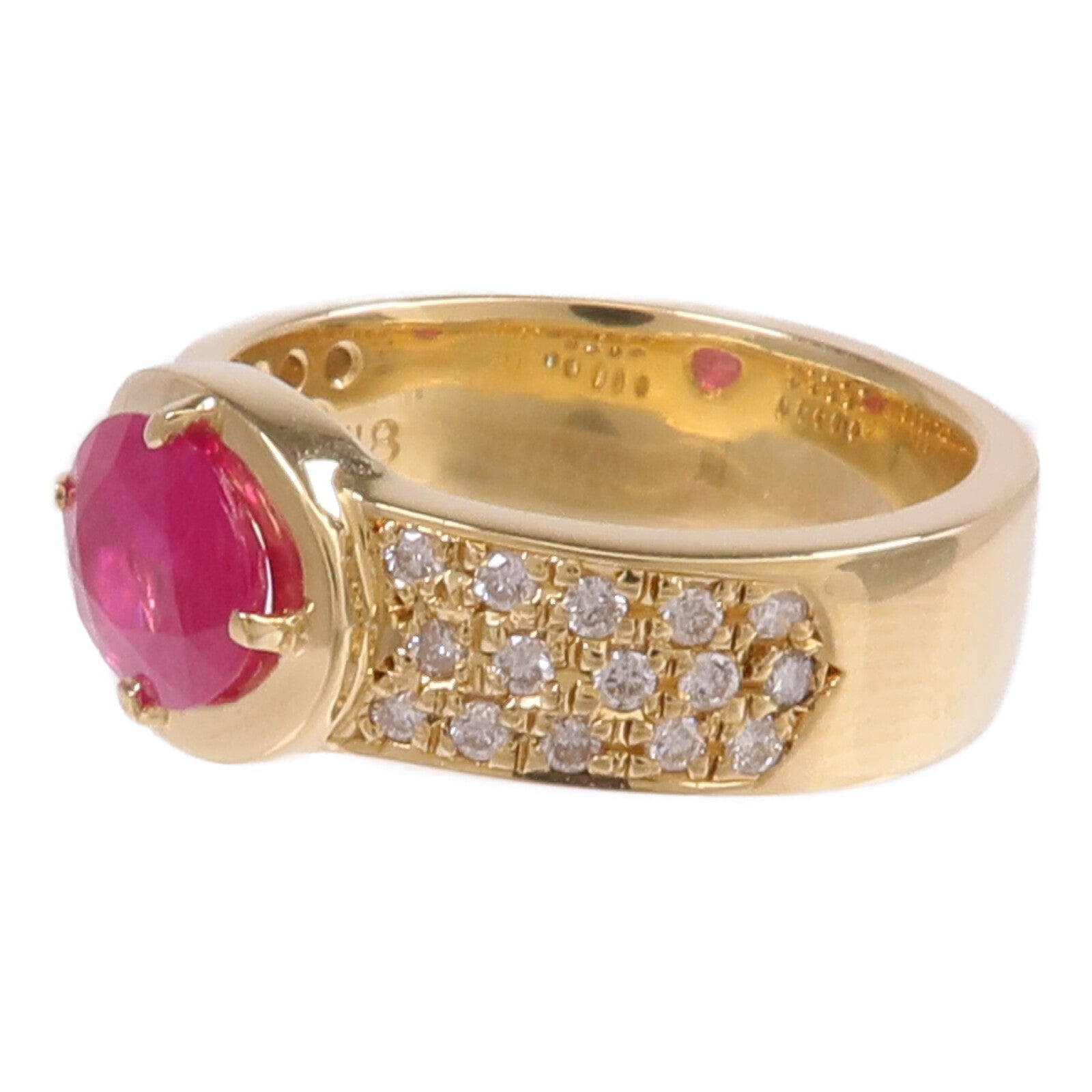 JEWELRY 18K黃金Ruby Diamond Ring紅寶石/鑽石戒指US#5.5