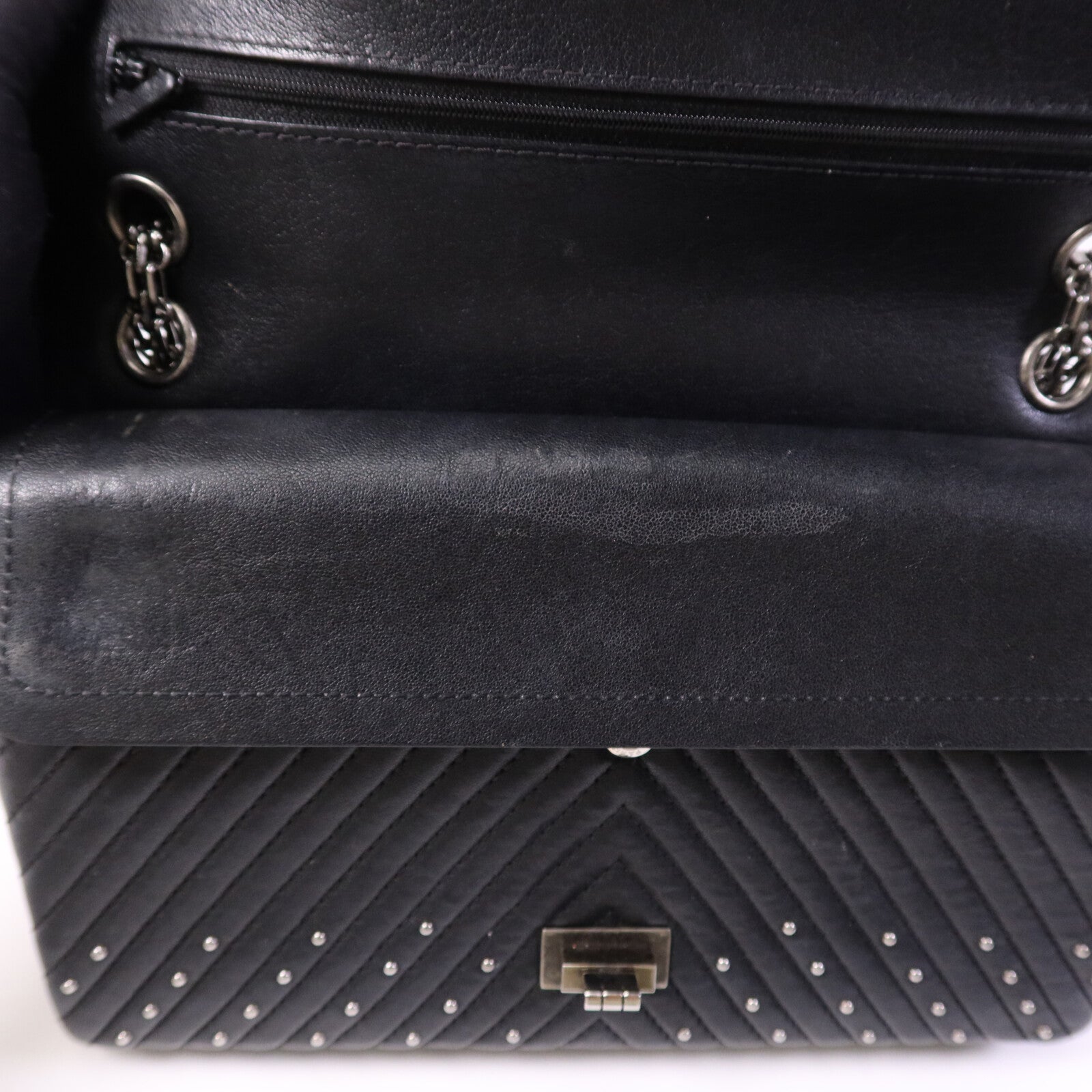 CHANEL 牛皮皮革2.55 Large銀扣鏈帶肩背袋