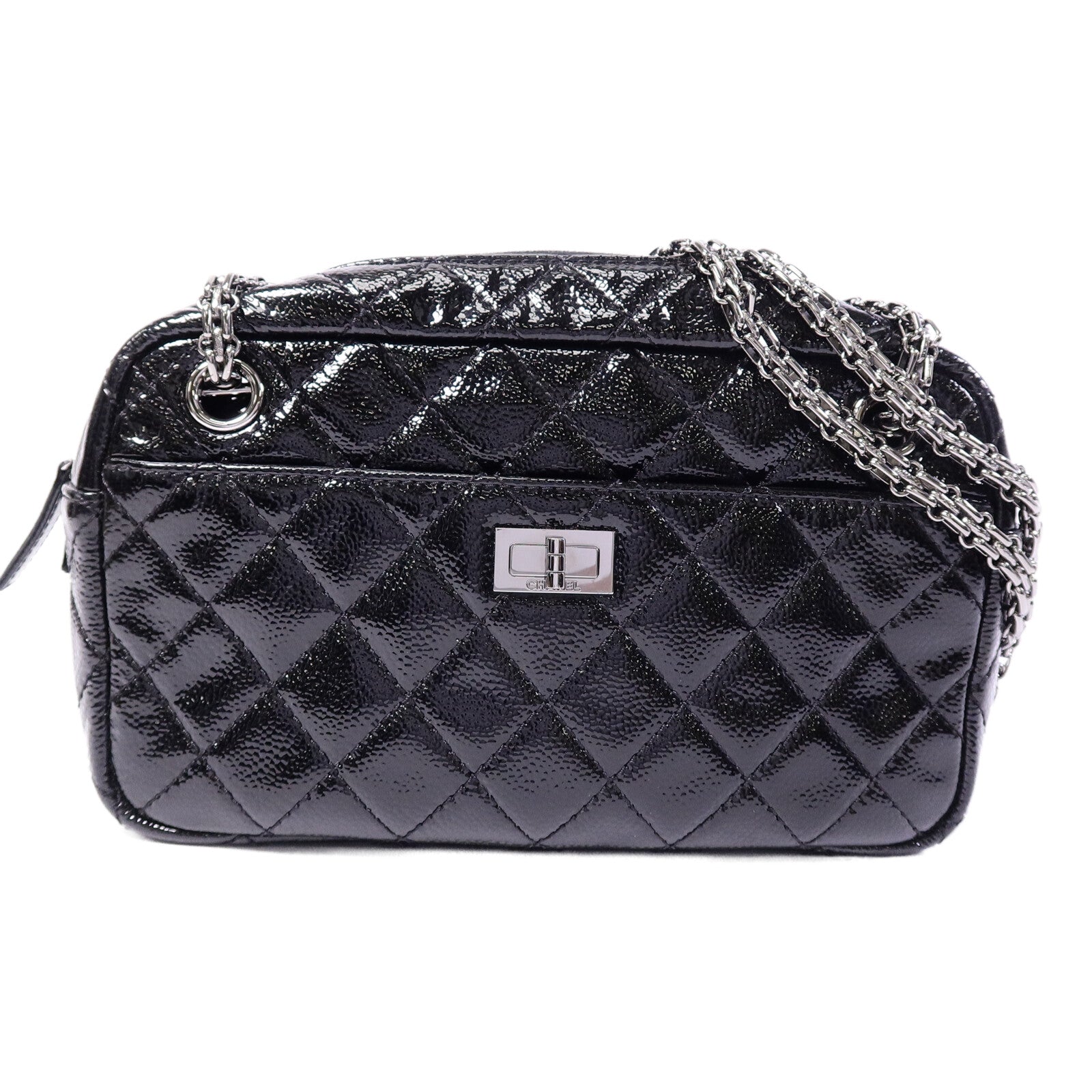 CHANEL 漆皮皮革2.55鏈帶肩背袋