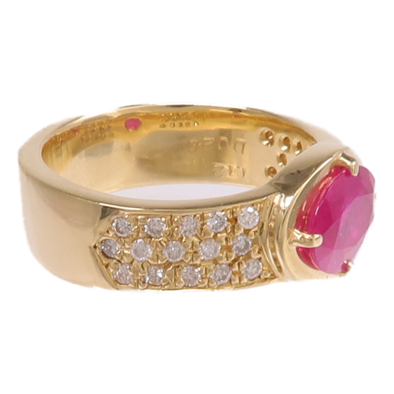 JEWELRY 18K黃金Ruby Diamond Ring紅寶石/鑽石戒指US#5.5