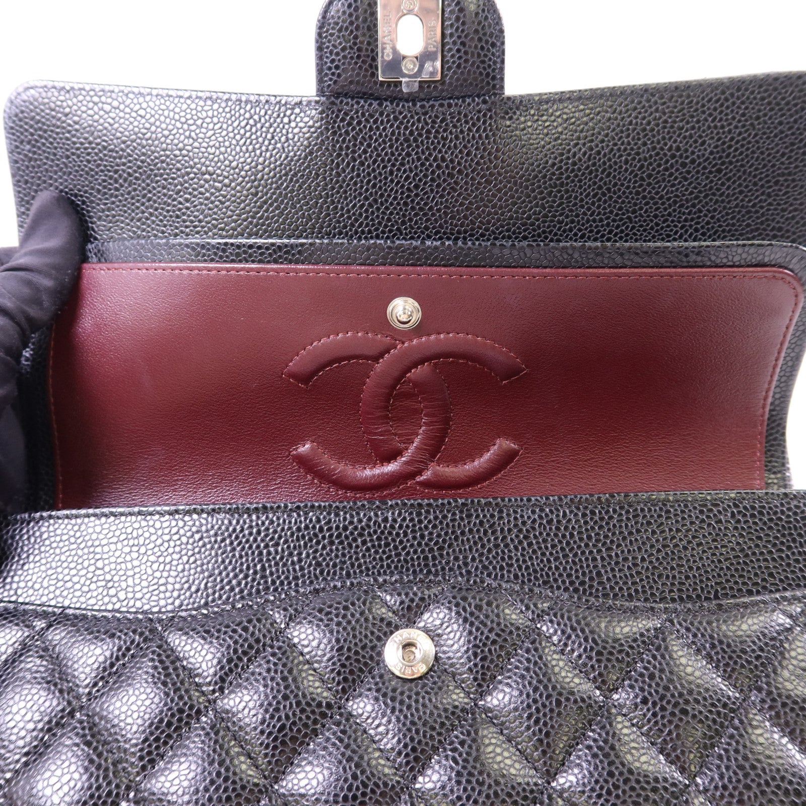 CHANEL 牛皮皮革Classic 25銀扣鏈帶肩背袋