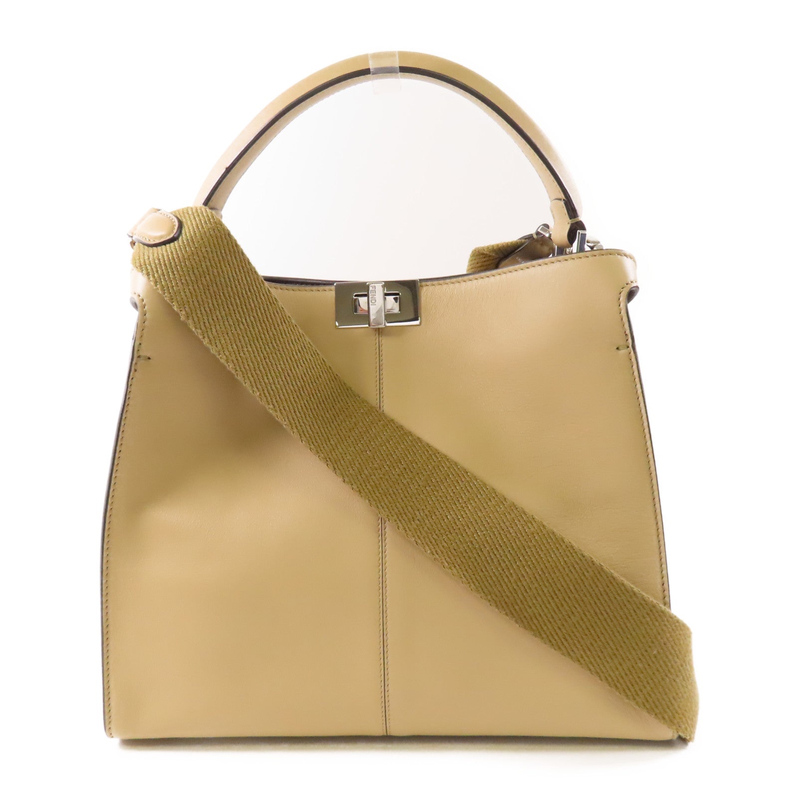 FENDI SHW Peekaboo 2 Way Bag 8BN310 Calfskin Leather Beige
