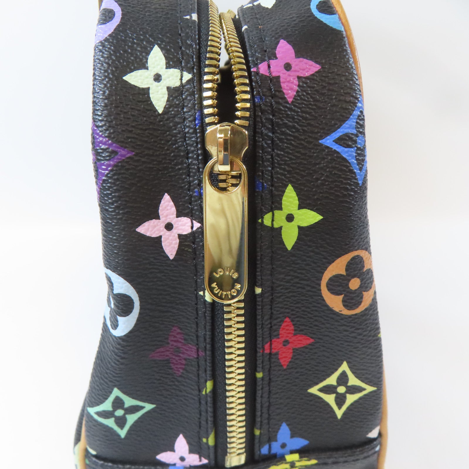 LOUIS VUITTON Monogram Multicolore Trouville金扣手挽袋黑色/彩色