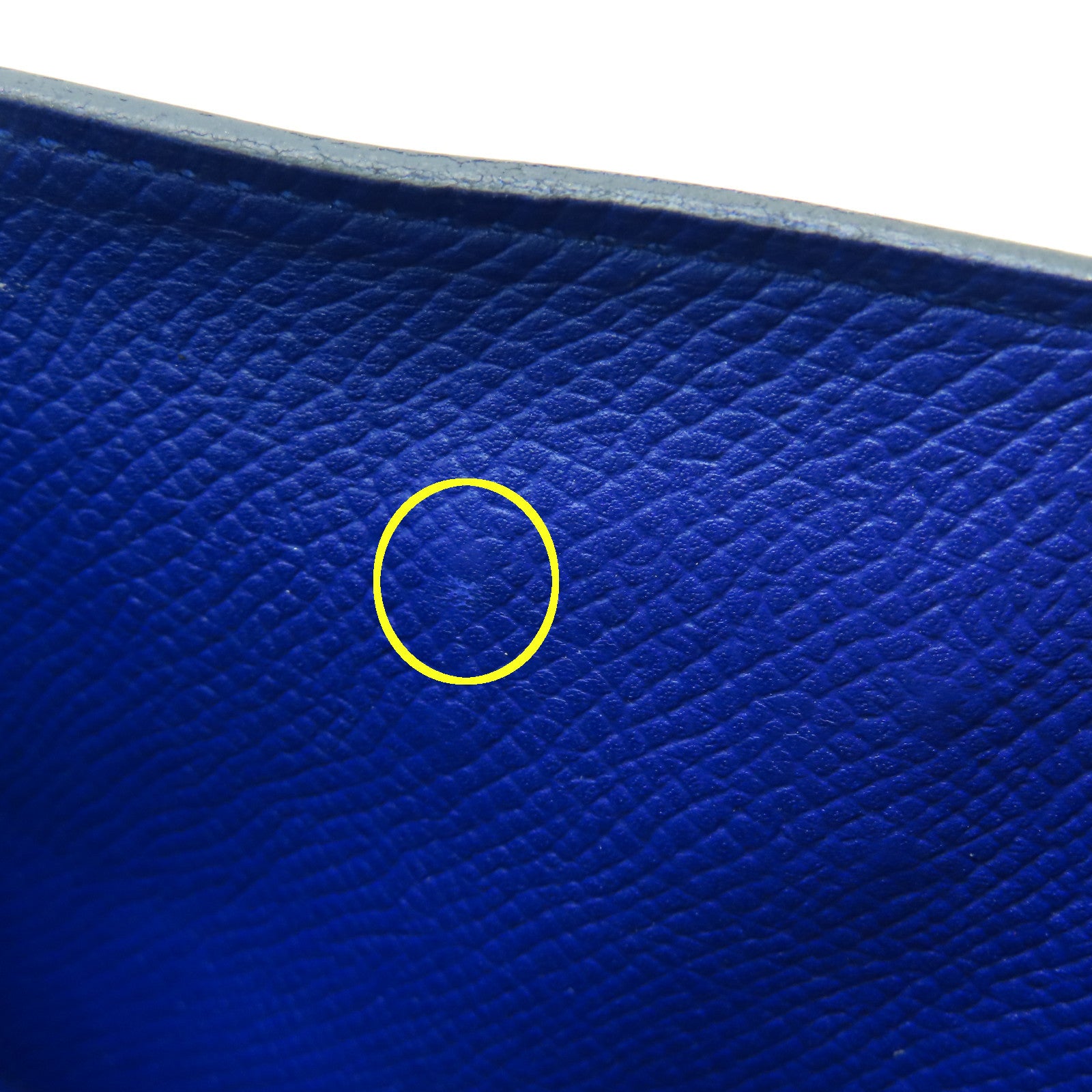 HERMES Epsom Leather Kelly Wallet Silver Buckle Long Wallet Electric Blue