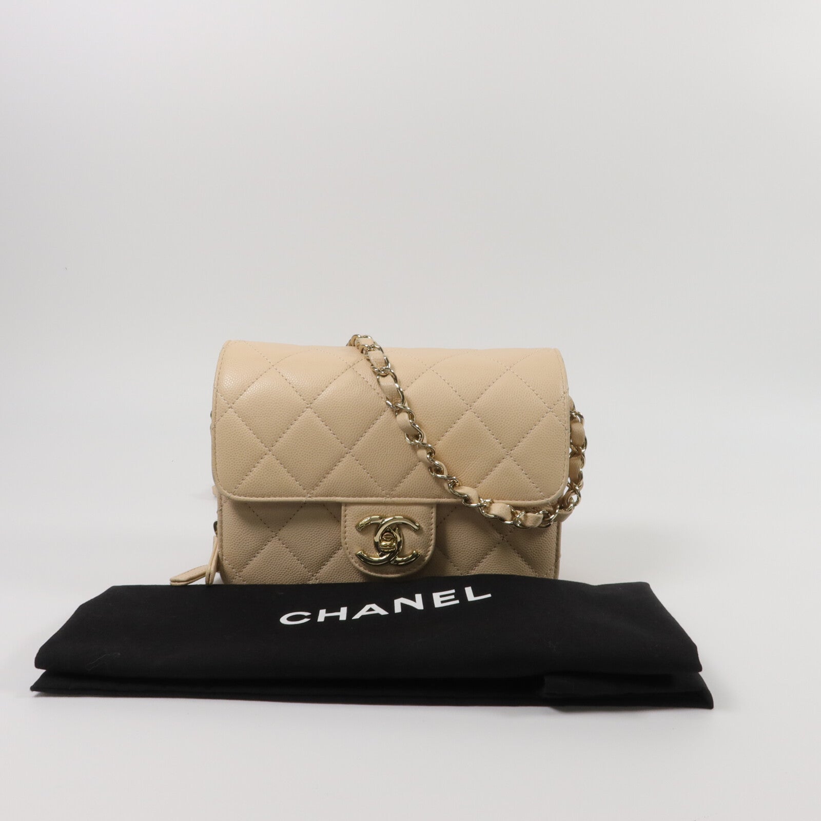 CHANEL 牛皮皮革Mini Flap Bag鏈帶肩背袋