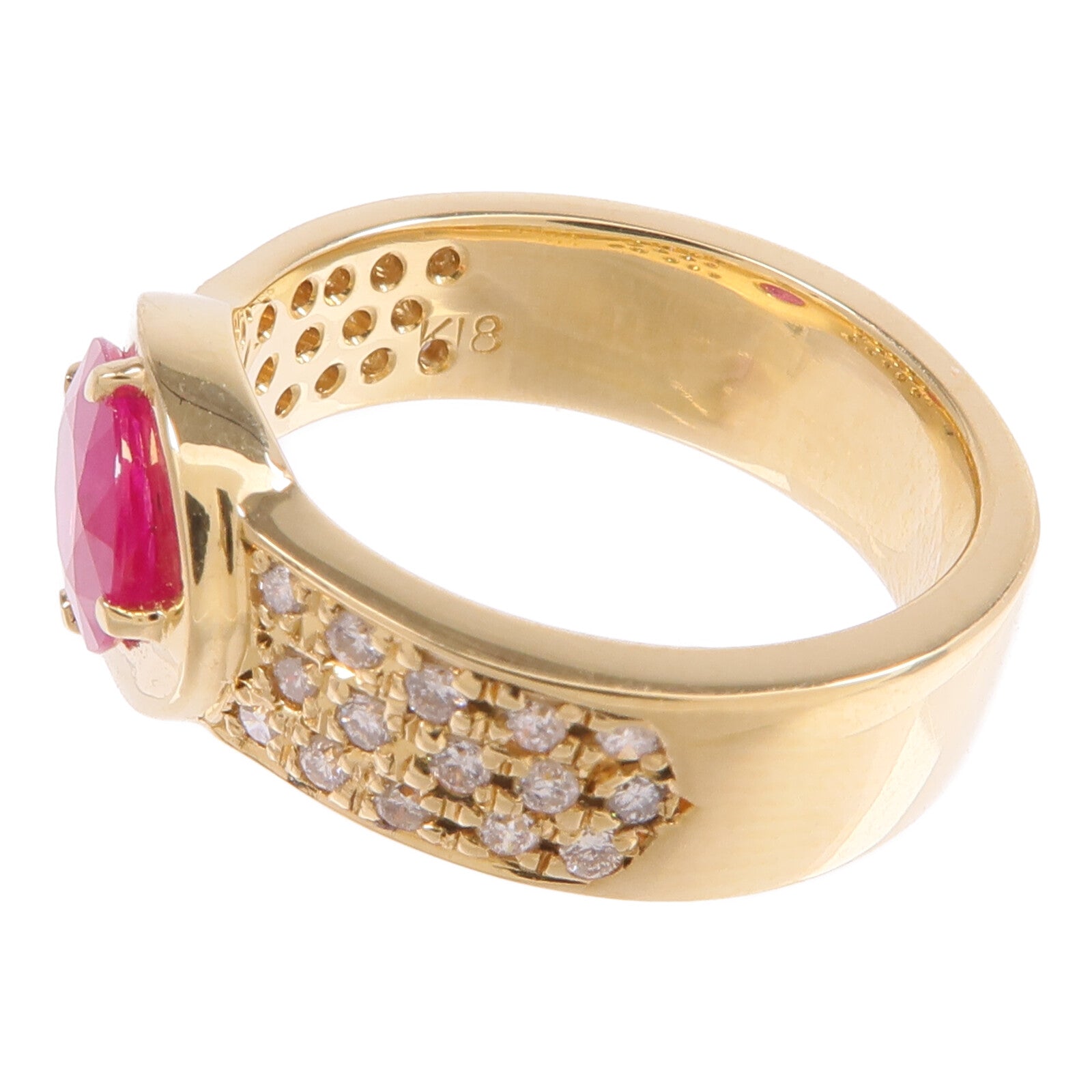 JEWELRY 18K黃金Ruby Diamond Ring紅寶石/鑽石戒指US#5.5