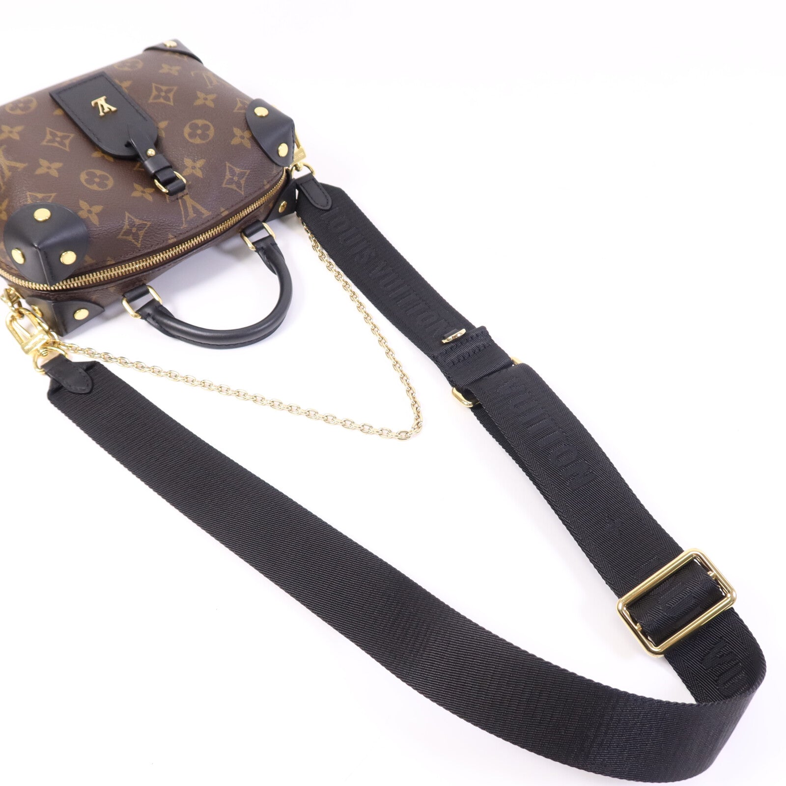 LOUIS VUITTON Monogram Petite Malle Souple金扣手挽肩背兩用袋