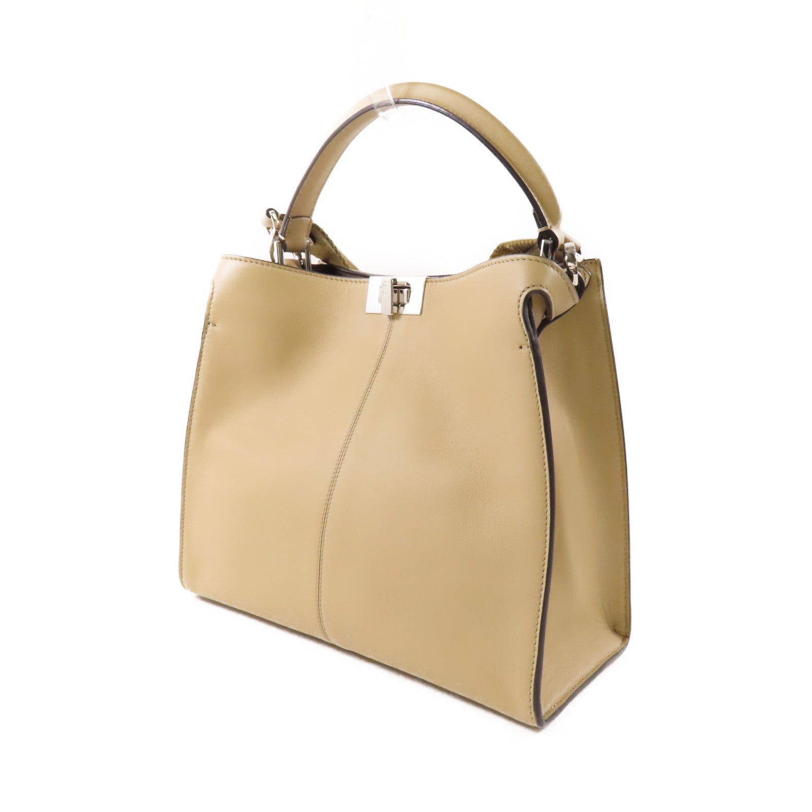 FENDI SHW Peekaboo 2 Way Bag 8BN310 Calfskin Leather Beige