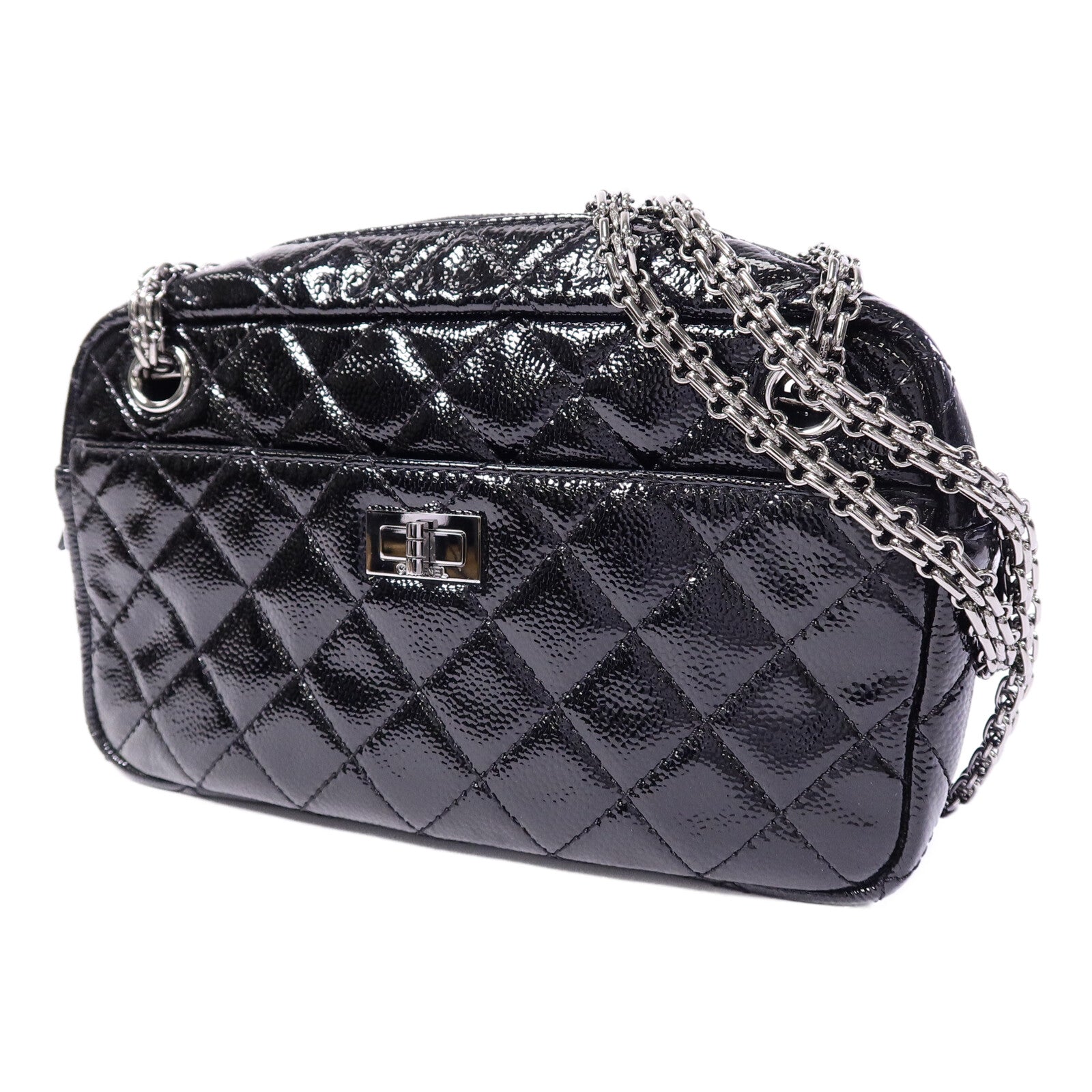 CHANEL 漆皮皮革2.55鏈帶肩背袋