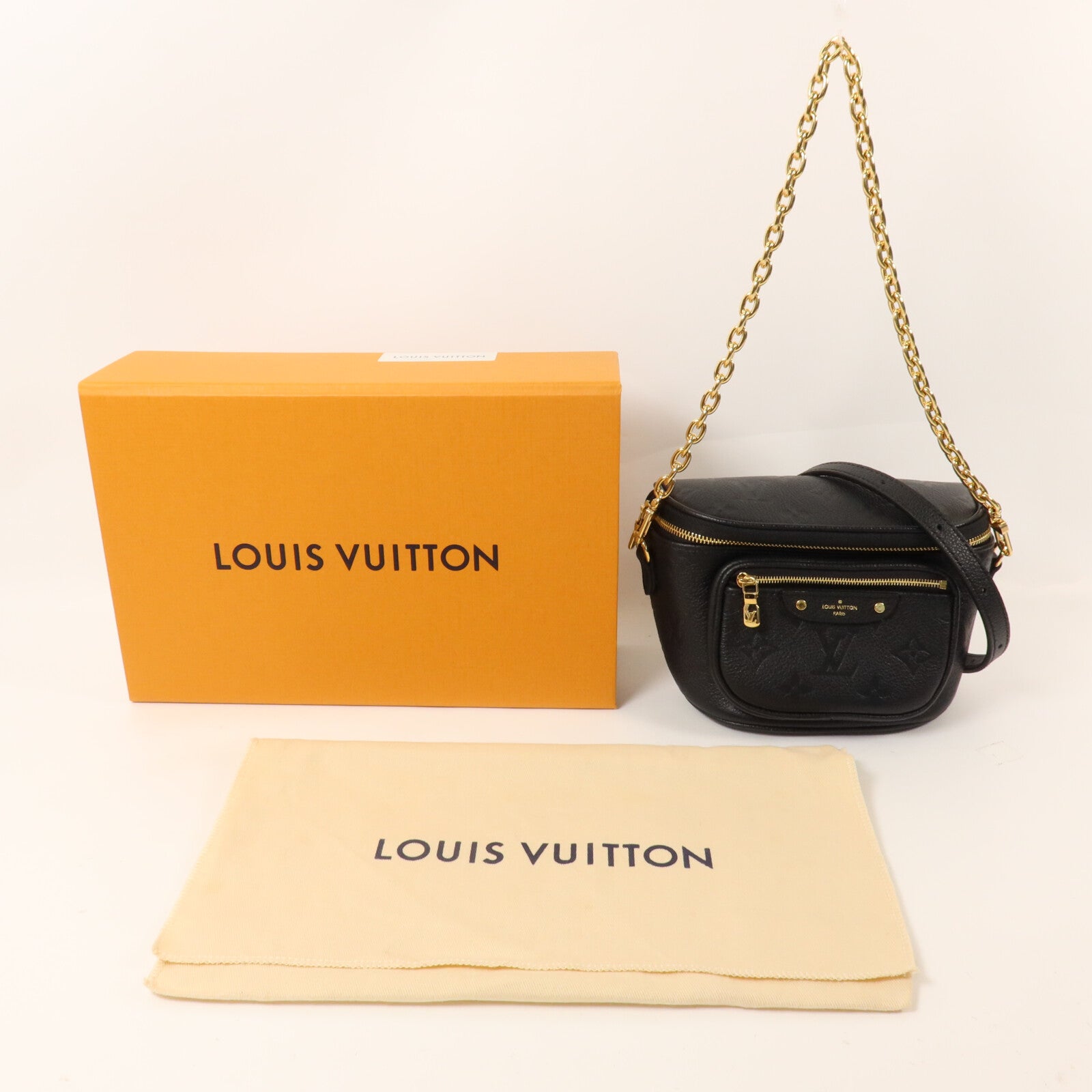 LOUIS VUITTON Monogram Empreinte Mini Bumbag鏈帶手挽肩背兩用袋