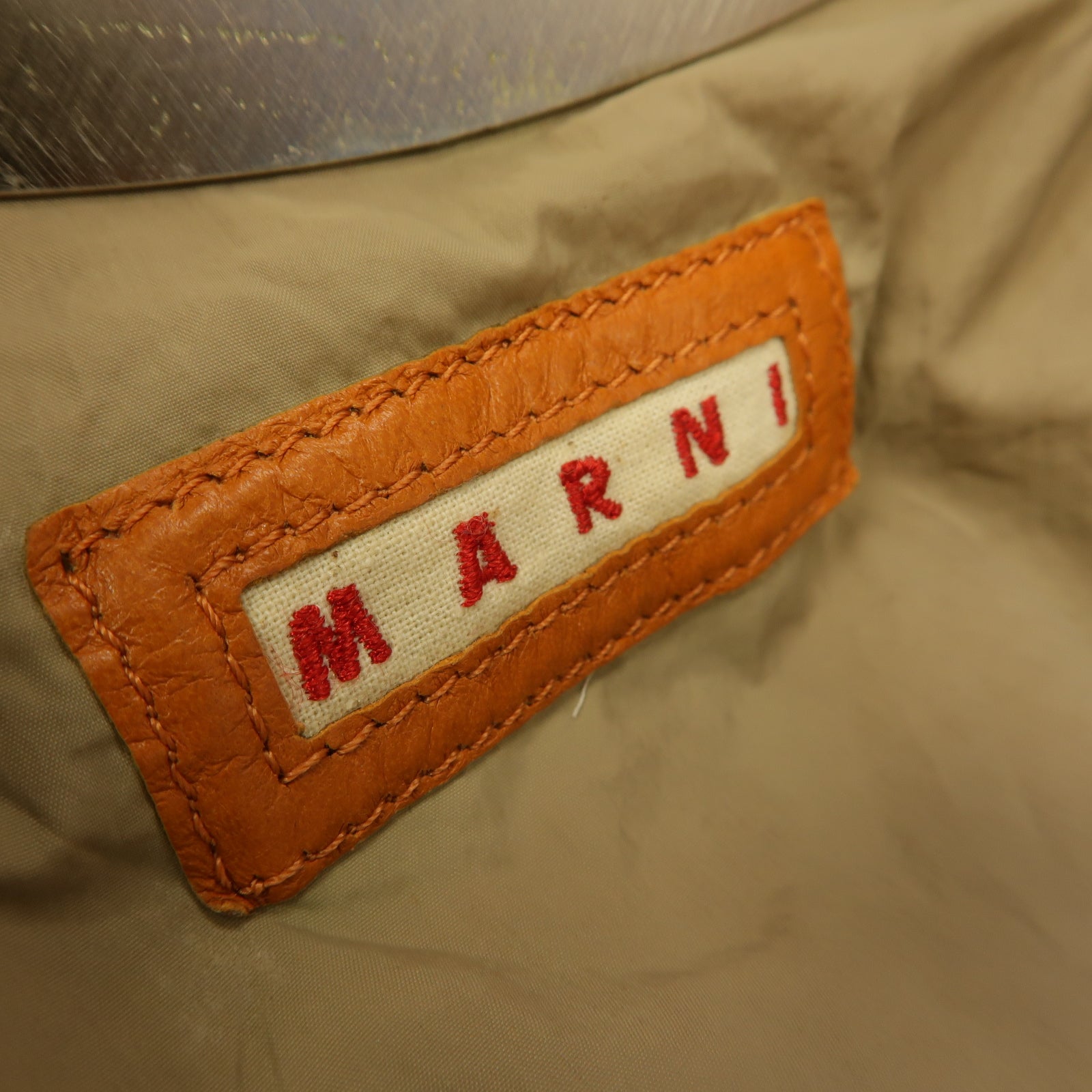 MARNI 皮革Marni Shoulder Bag銀扣肩背袋橙色