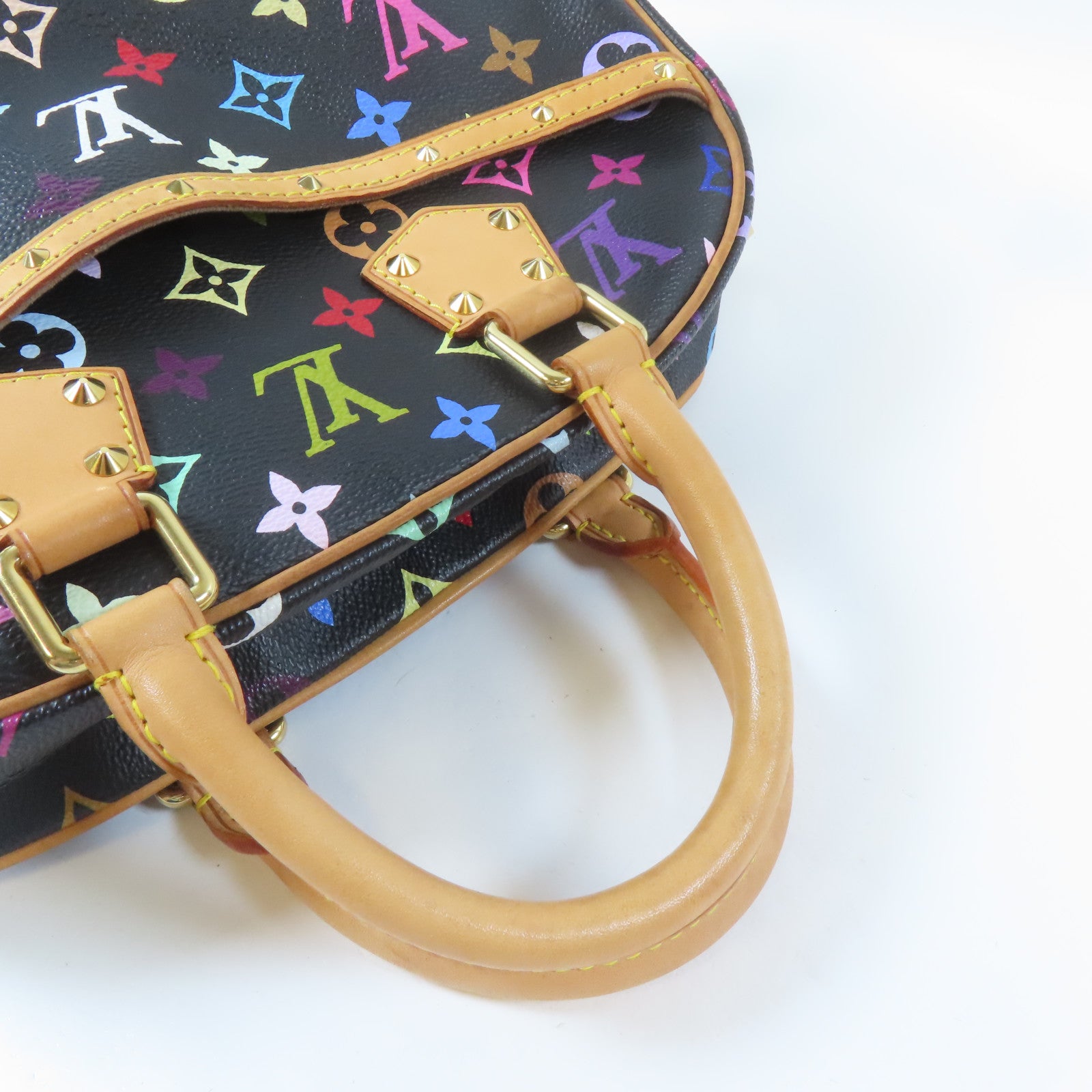 LOUIS VUITTON Monogram Multicolore Trouville金扣手挽袋黑色/彩色