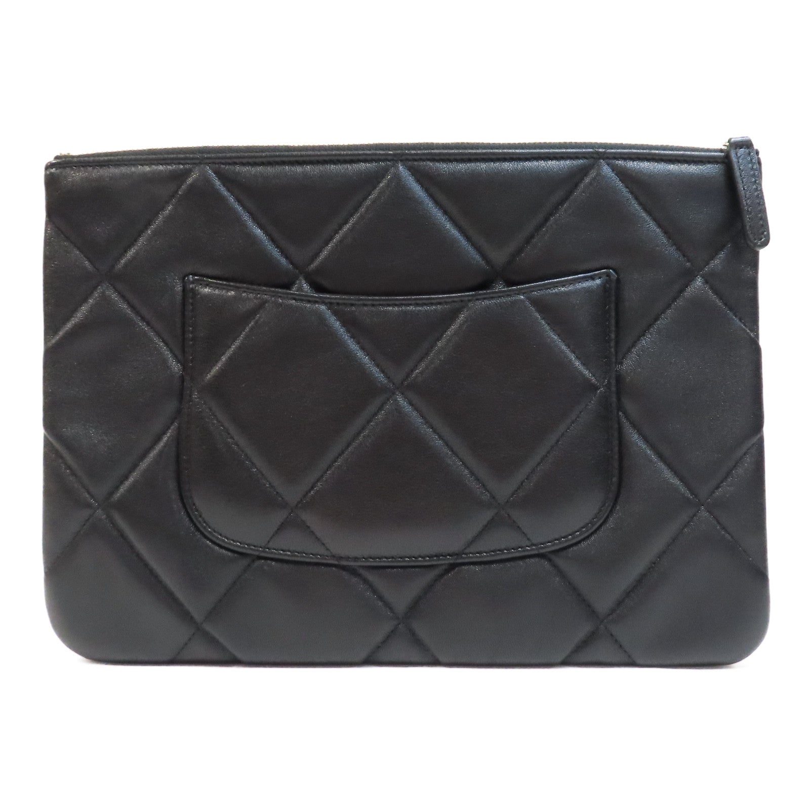 CHANEL 菱格羊皮皮革19 Clutch Bag金扣手拿包黑色