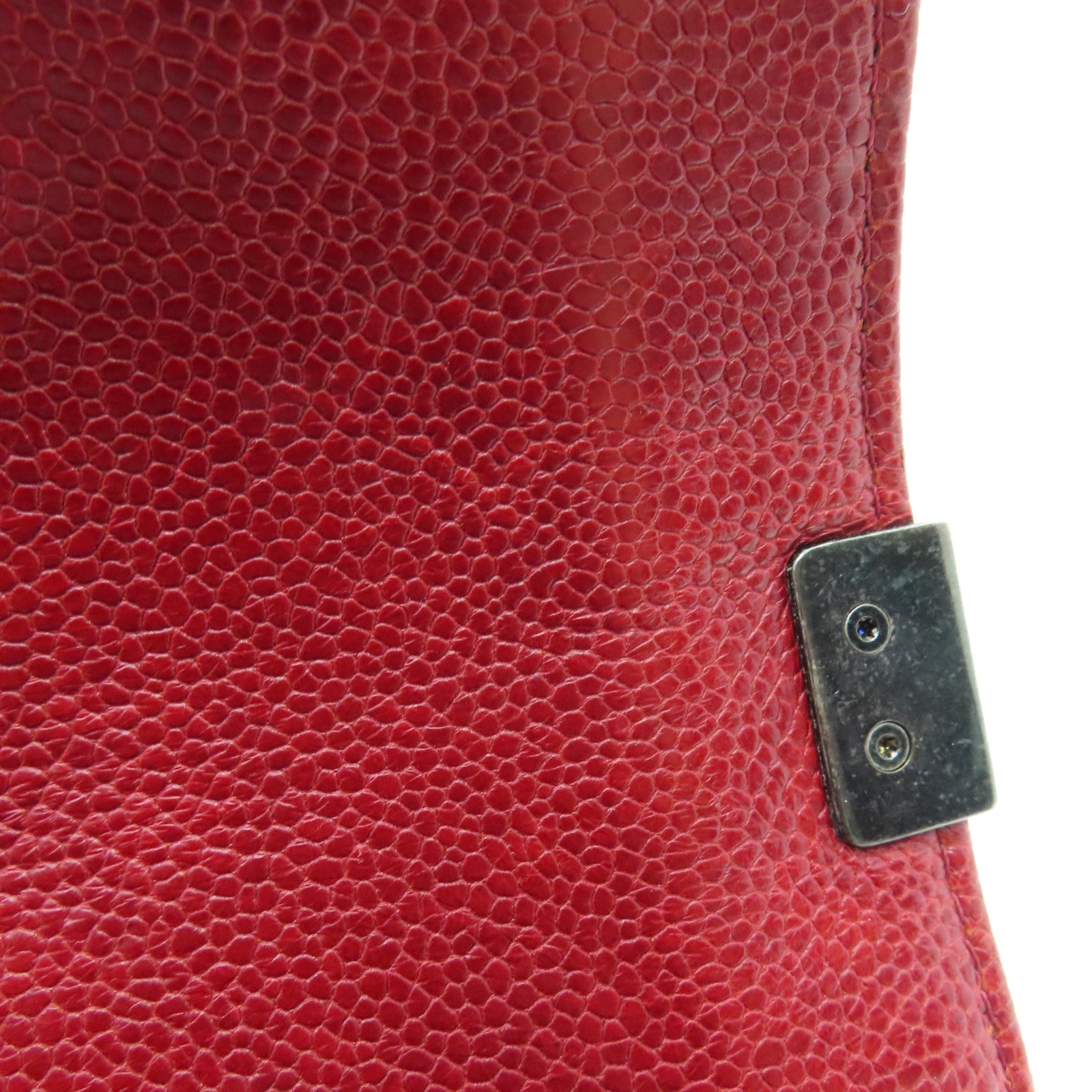 CHANEL 【激減優惠】菱格Caviar皮革Chain Shoulder鏈帶肩背袋銀扣紅色