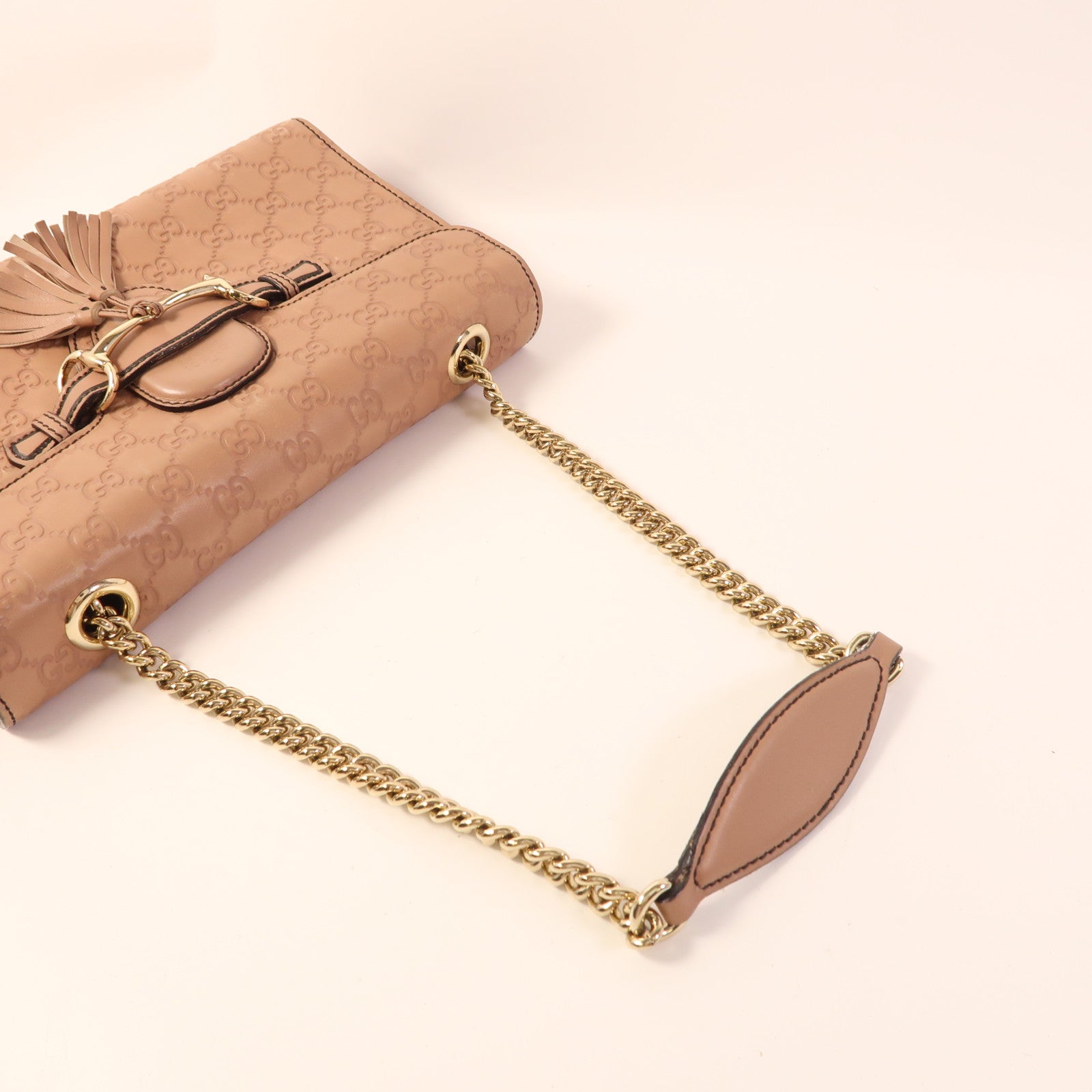 GUCCI 牛皮皮革Horsebit Shoulder Bag金扣鏈帶肩背袋