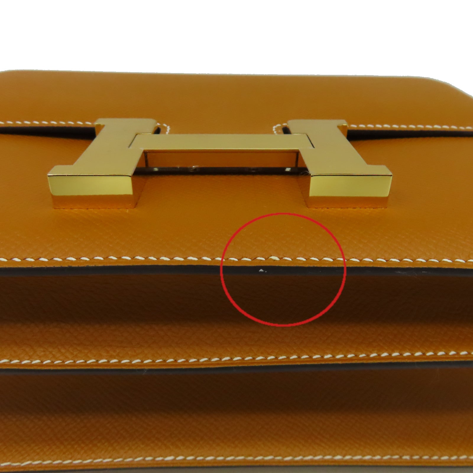 HERMES Epsom皮革Constance 24 Shoulder Bag金扣肩背袋Toffee太妃糖色