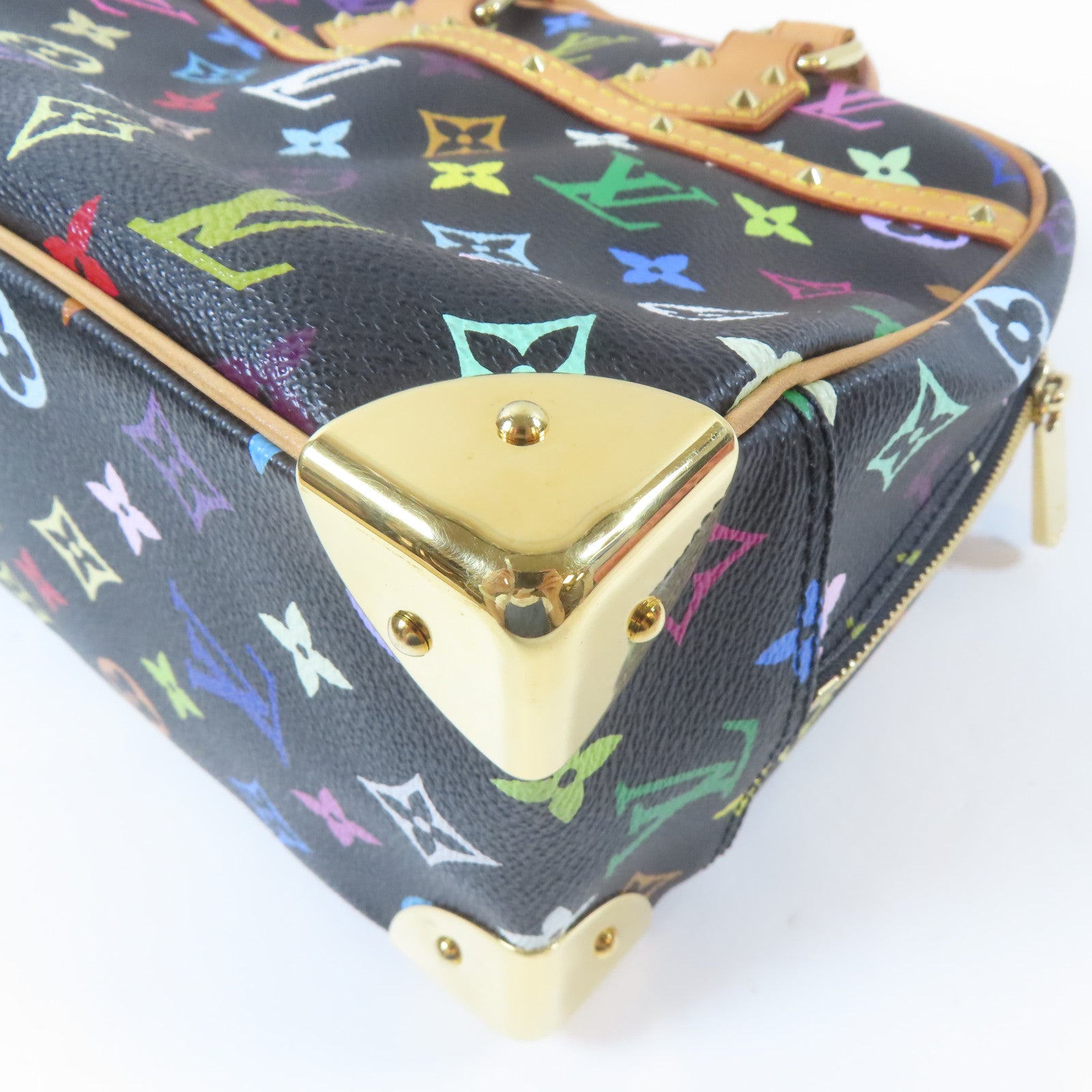 LOUIS VUITTON Monogram Multicolore Trouville金扣手挽袋黑色/彩色