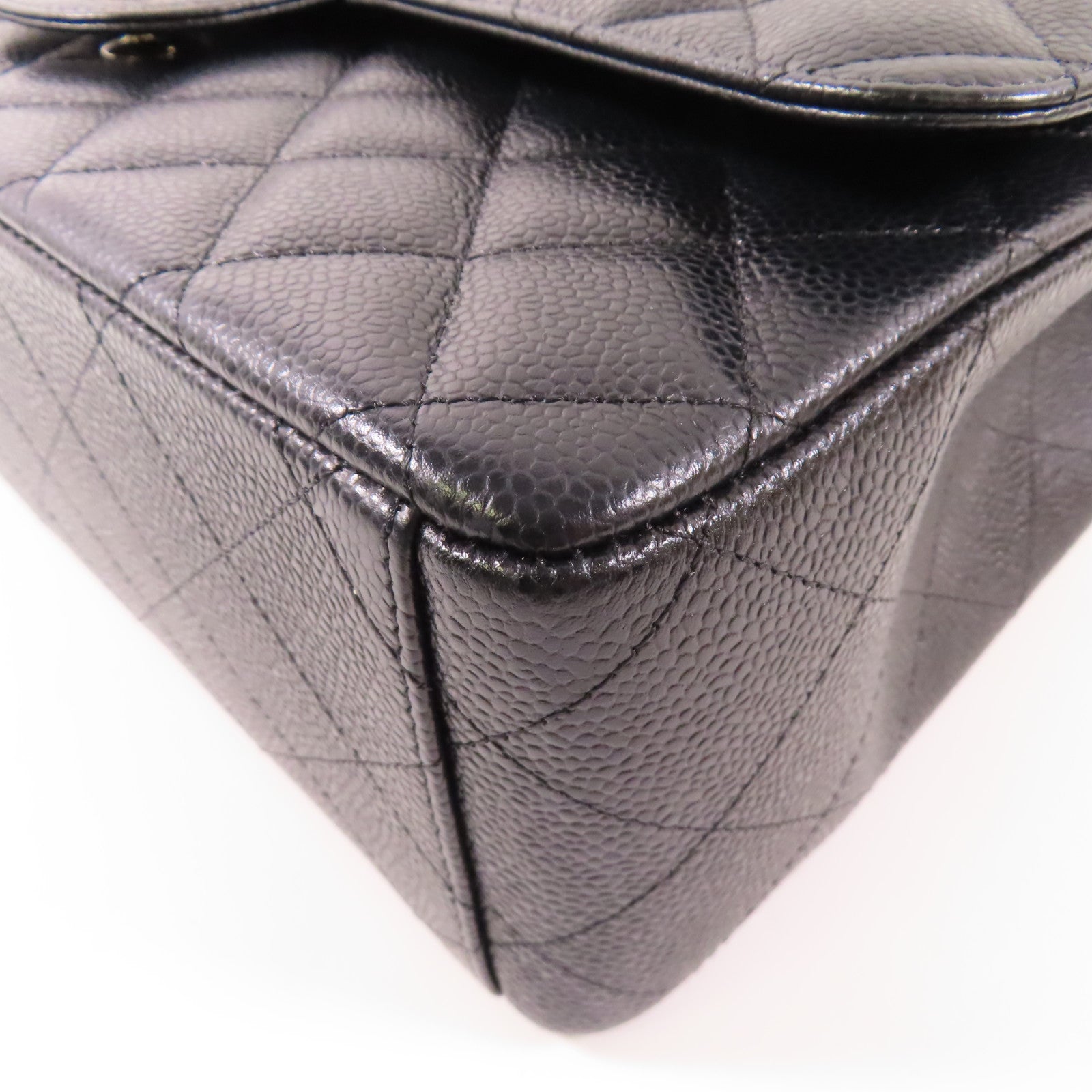 CHANEL 牛皮皮革Maxi Classic銀扣鏈帶肩背袋
