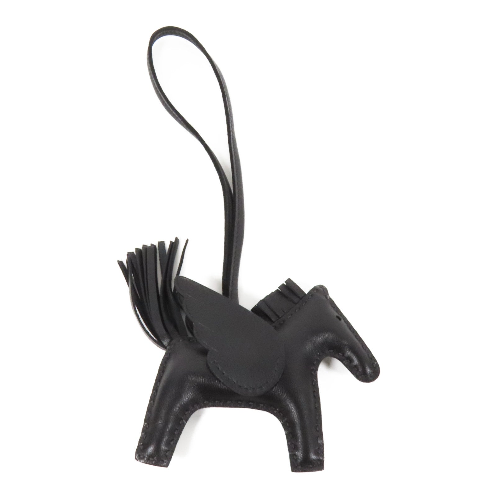 HERMES Swift/Milo皮革Rodeo Pegase PM掛飾Noir