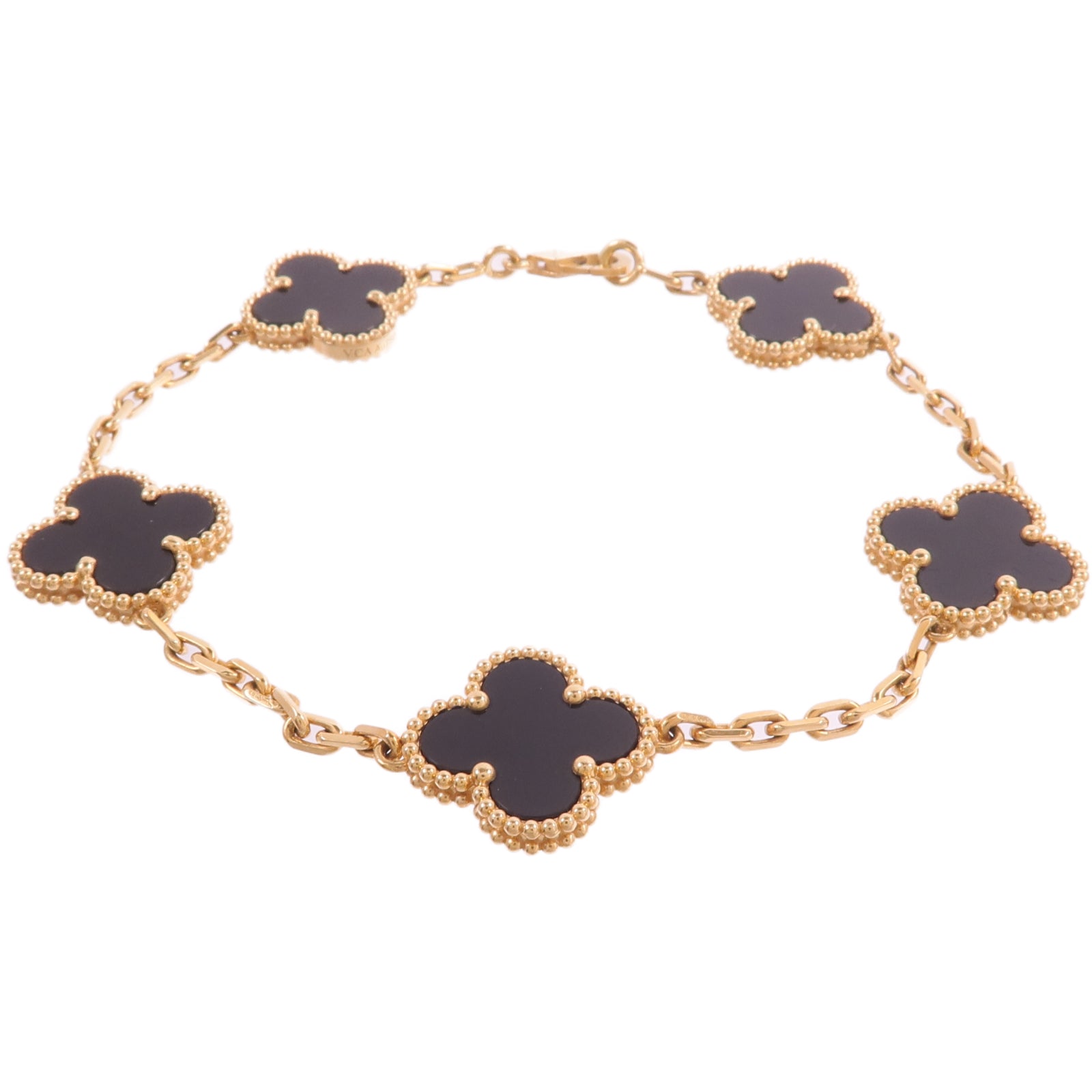 Van Cleef & Arpels 18K黃金Vintage Alhambra Bracelet 5 Motifs縞瑪瑙手鏈