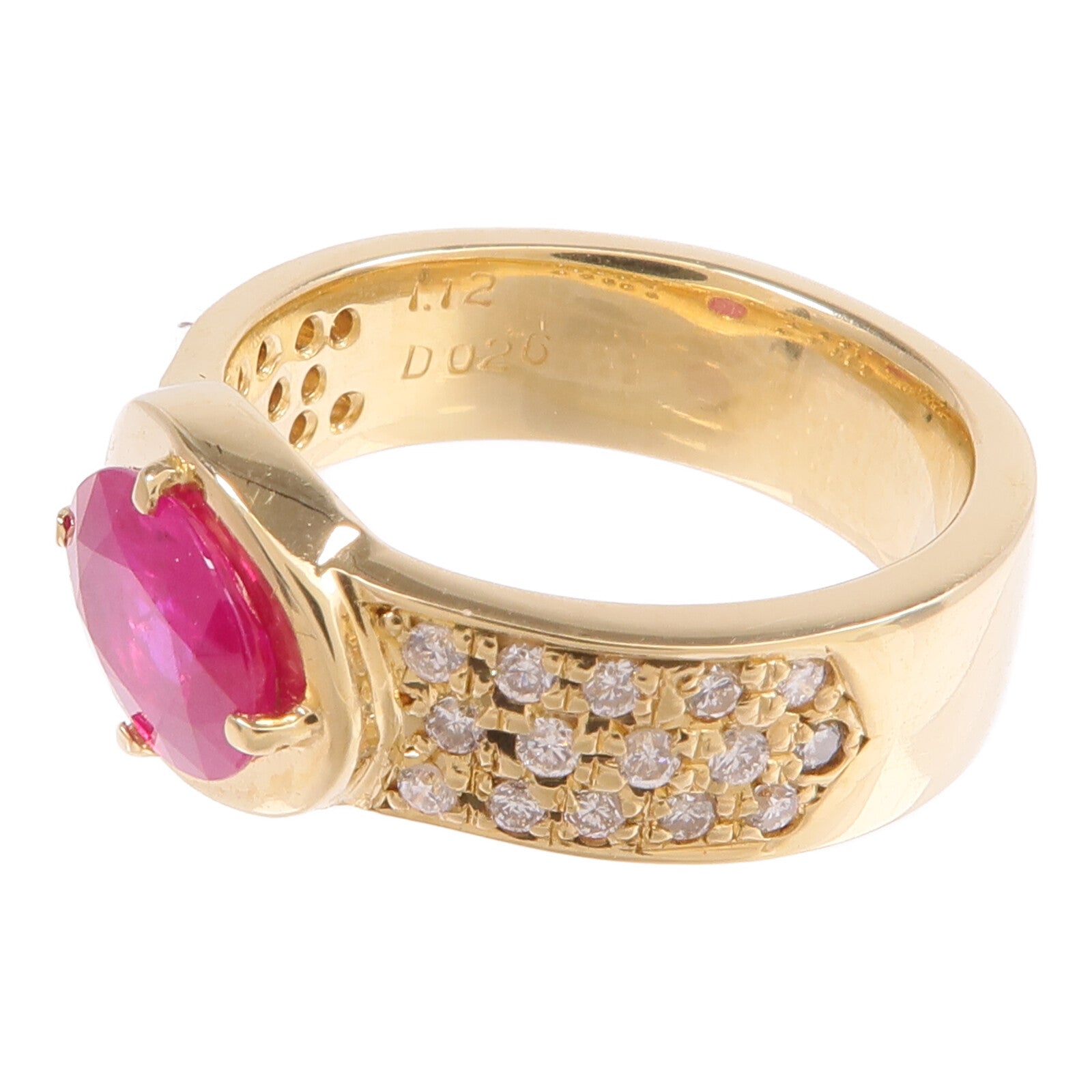 JEWELRY 18K黃金Ruby Diamond Ring紅寶石/鑽石戒指US#5.5