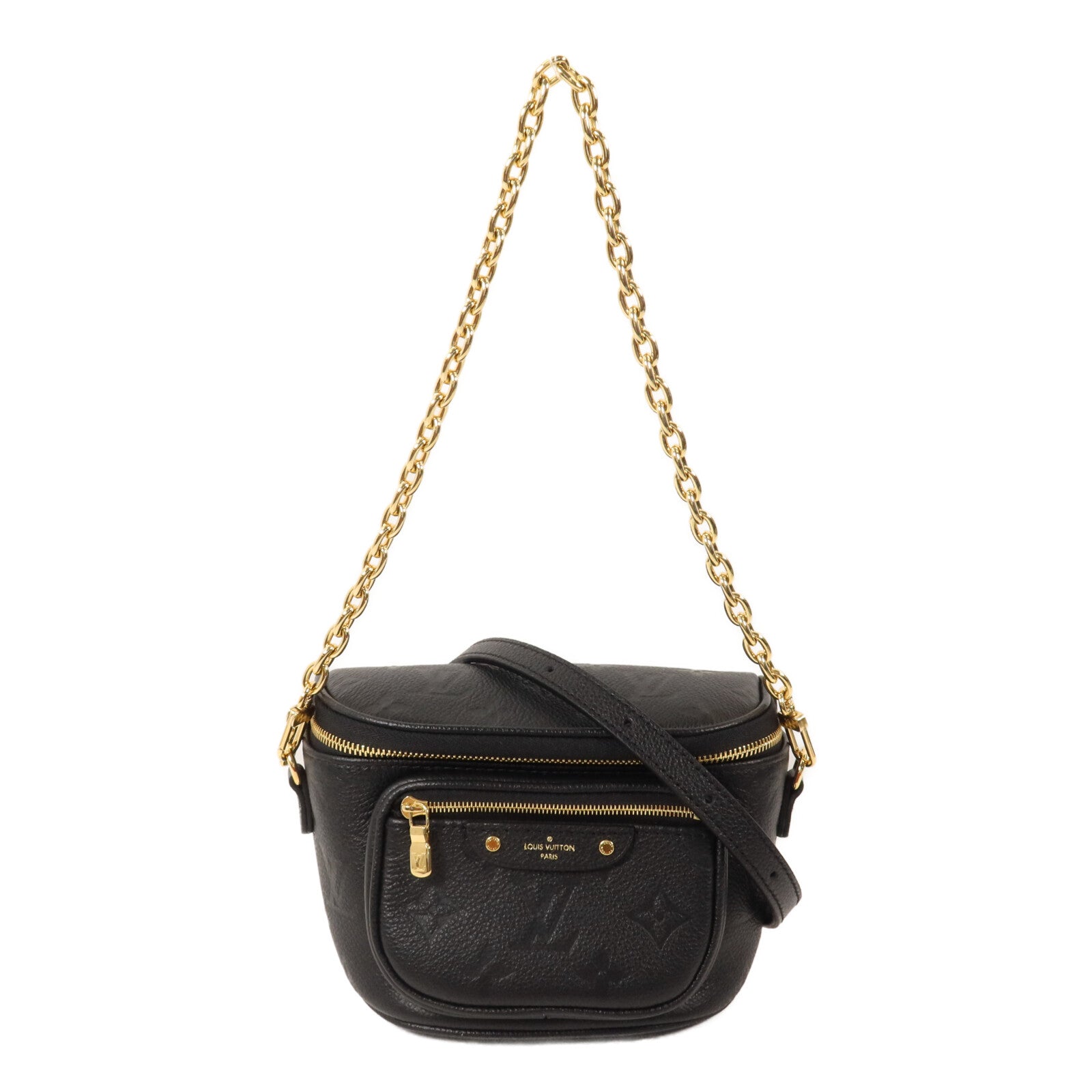 LOUIS VUITTON Monogram Empreinte Mini Bumbag鏈帶手挽肩背兩用袋
