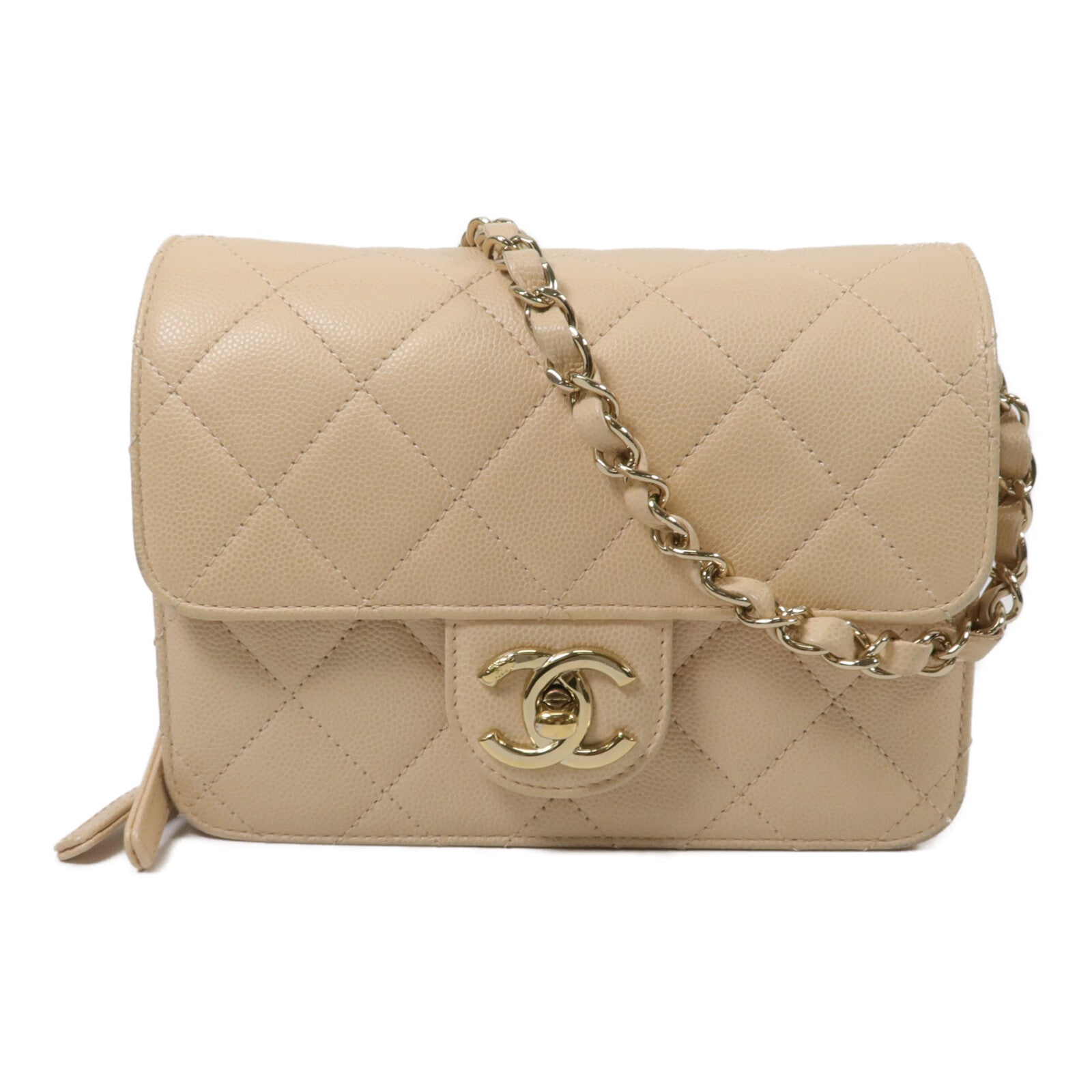 CHANEL 牛皮皮革Mini Flap Bag鏈帶肩背袋