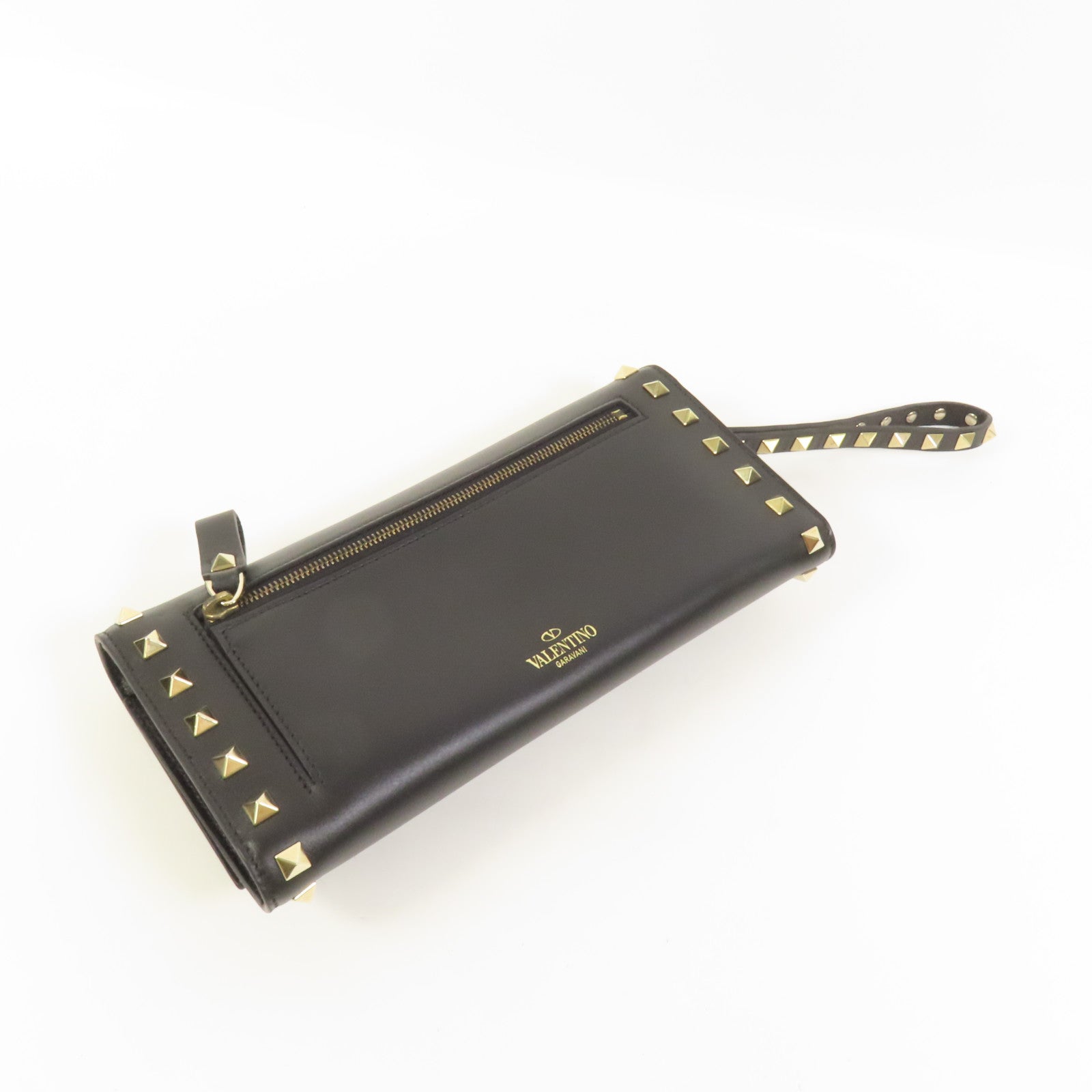 Valentino 【激減優惠】牛皮皮革Rockstud Clutch金扣長錢包