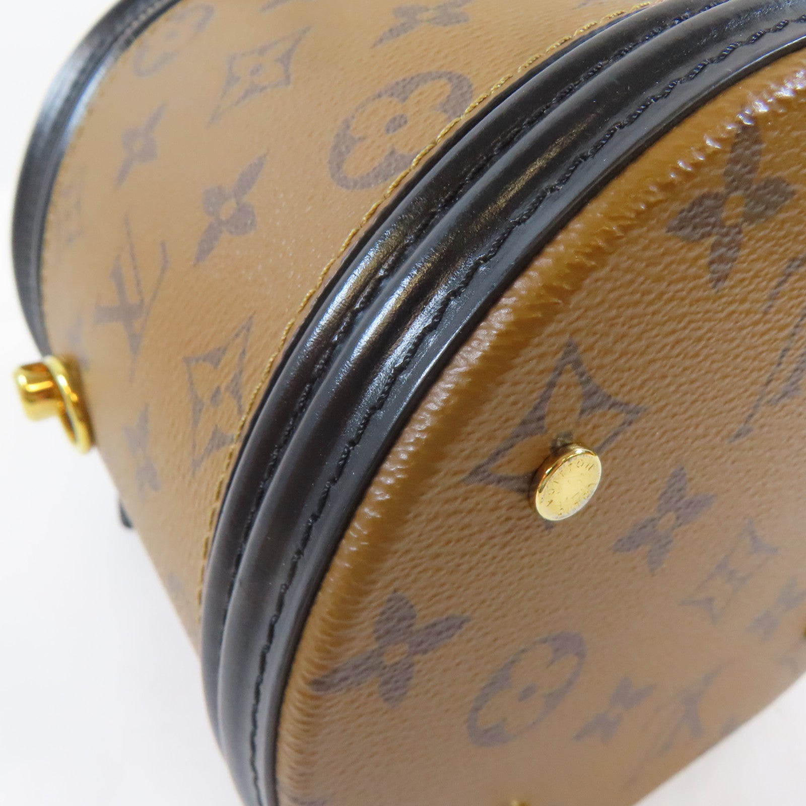 LOUIS VUITTON Monogram Reverse Cannes金扣手挽肩背兩用袋啡色