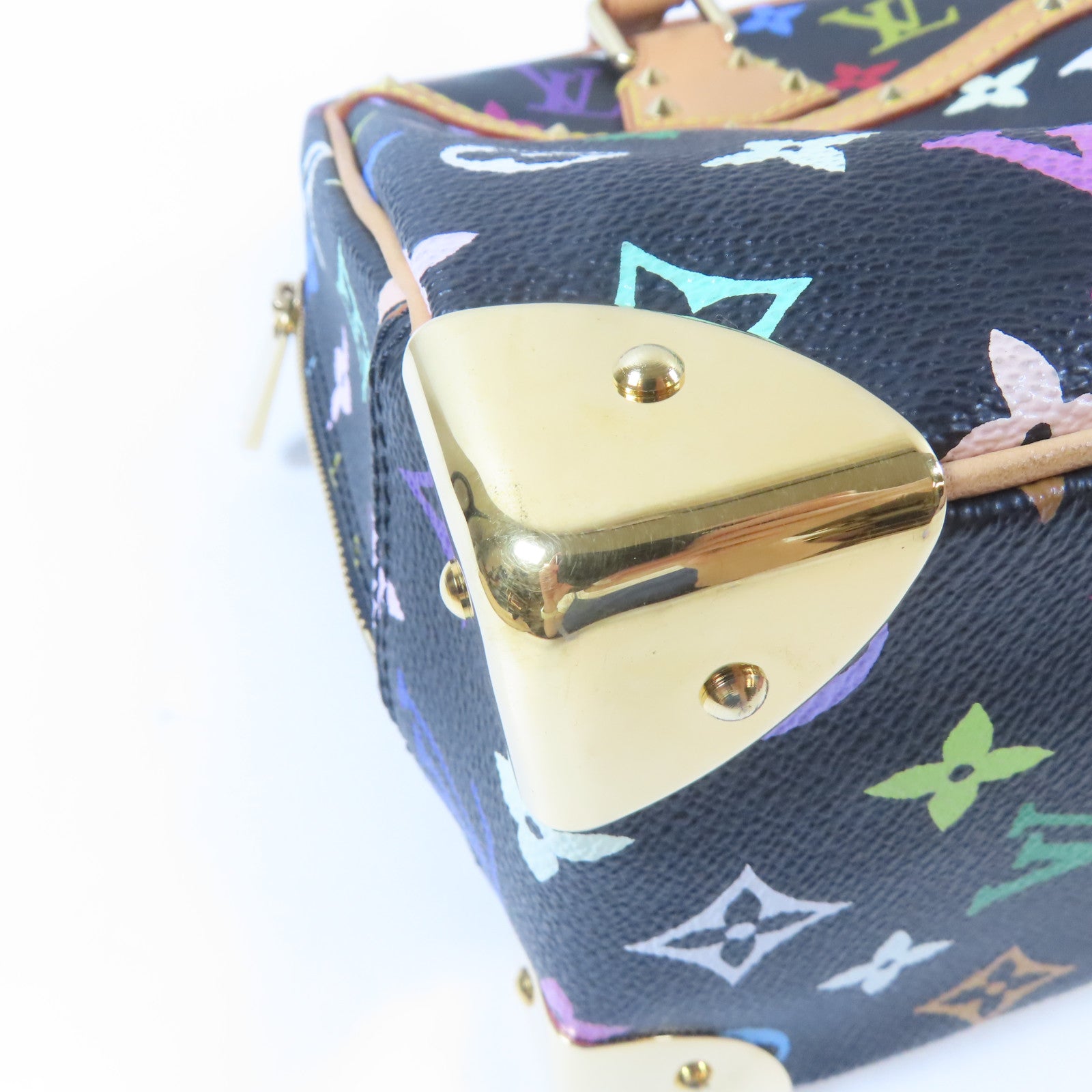 LOUIS VUITTON Monogram Multicolore Trouville金扣手挽袋黑色/彩色