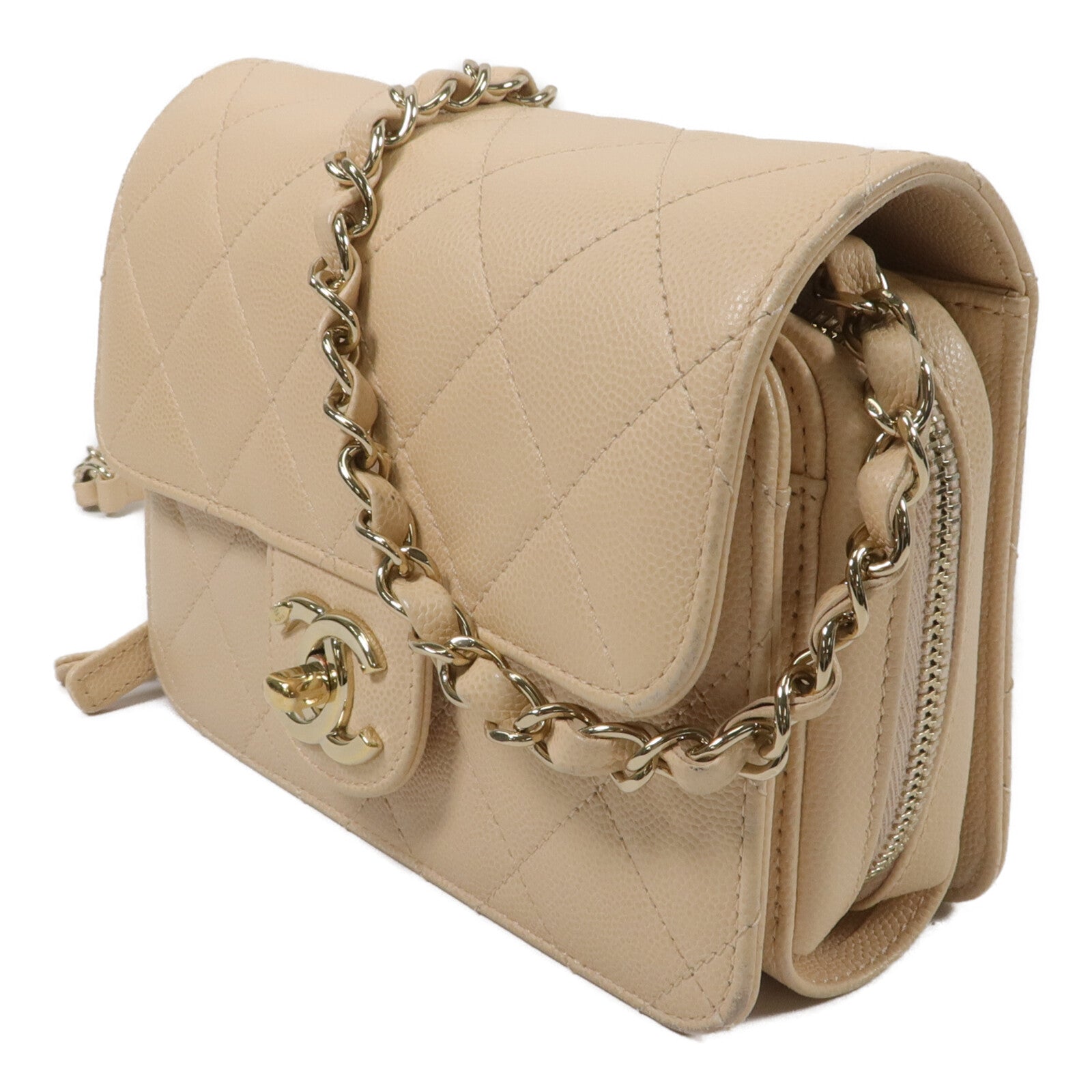 CHANEL 牛皮皮革Mini Flap Bag鏈帶肩背袋