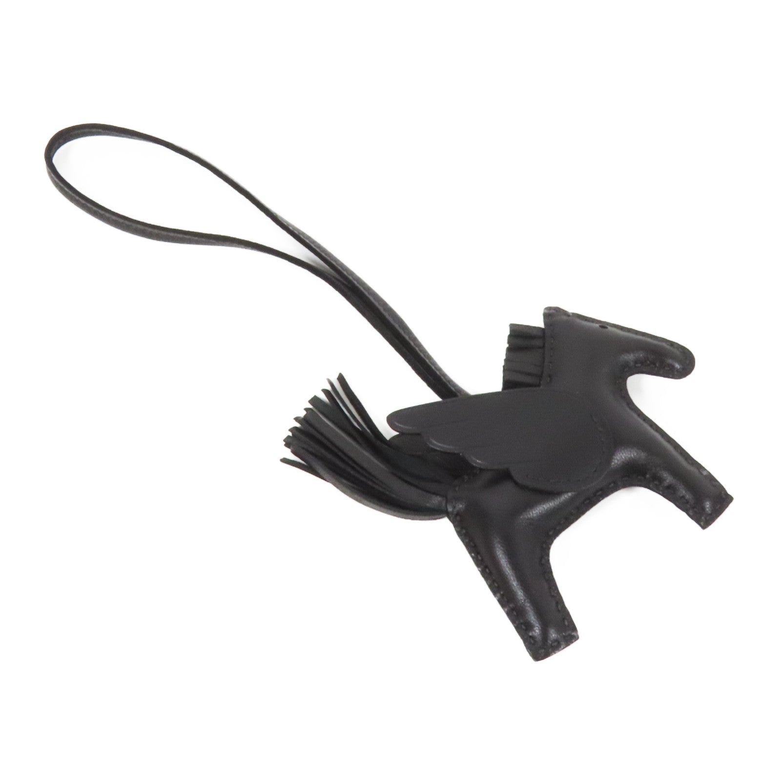 HERMES Swift/Milo皮革Rodeo Pegase PM掛飾Noir