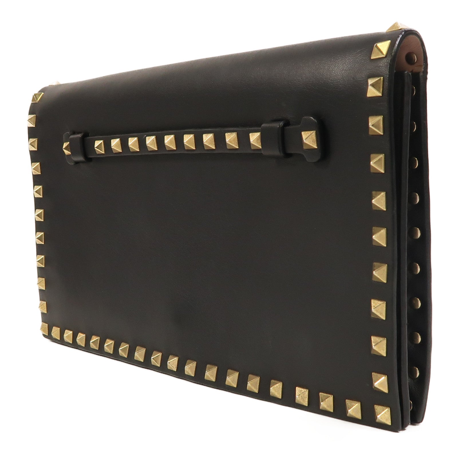 Valentino 牛皮皮革Garavani Rockstud Clutch金扣手拿包