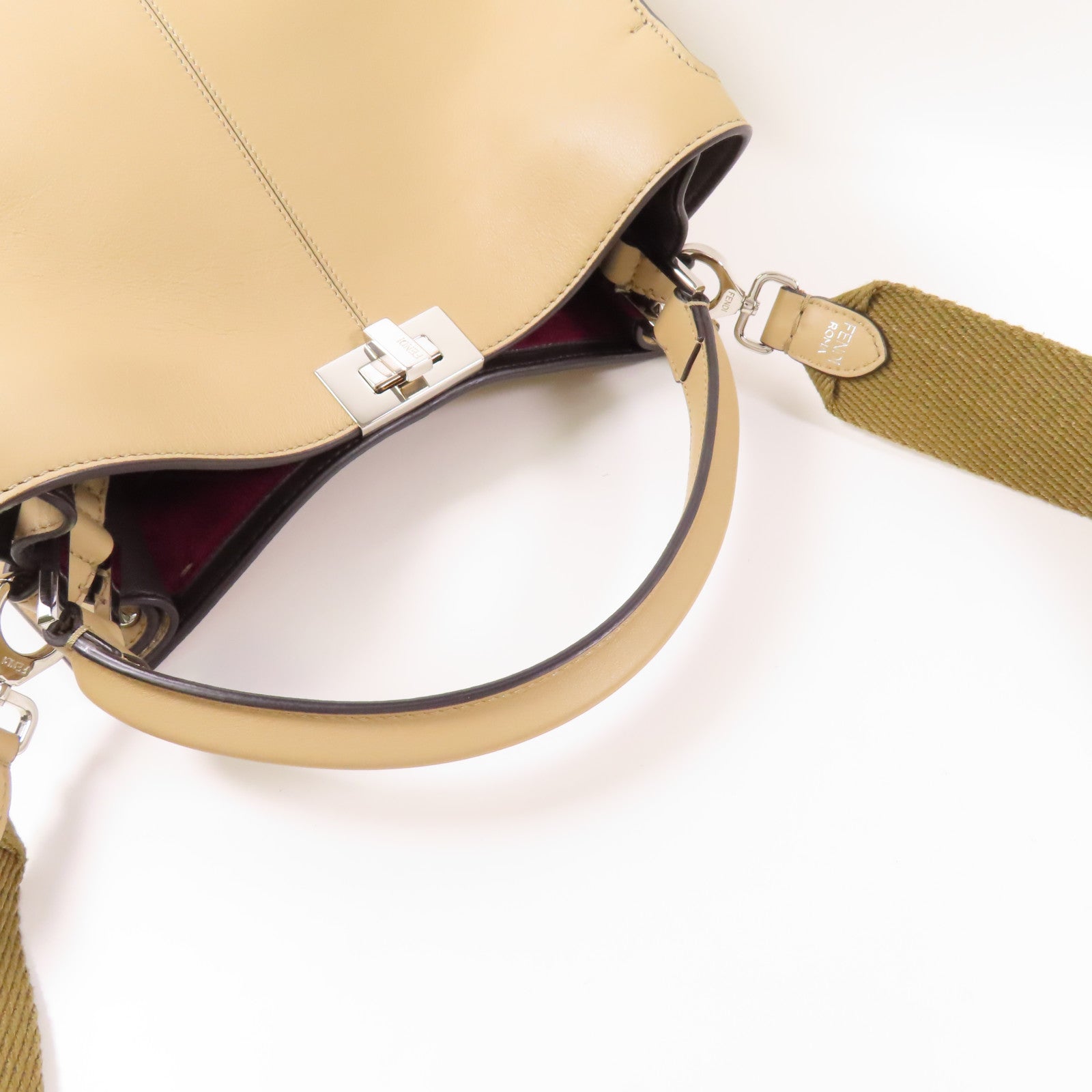 FENDI SHW Peekaboo 2 Way Bag 8BN310 Calfskin Leather Beige