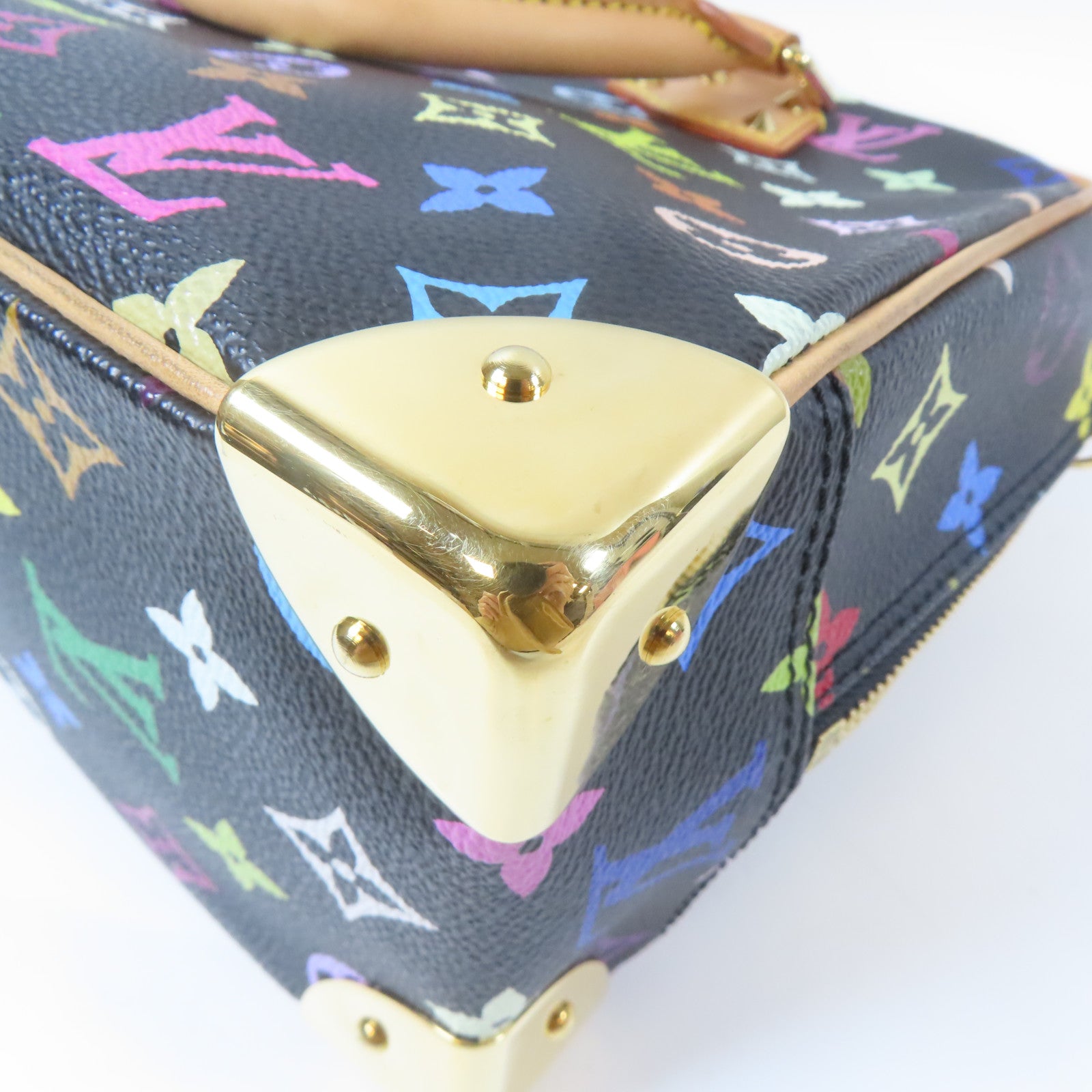 LOUIS VUITTON Monogram Multicolore Trouville金扣手挽袋黑色/彩色
