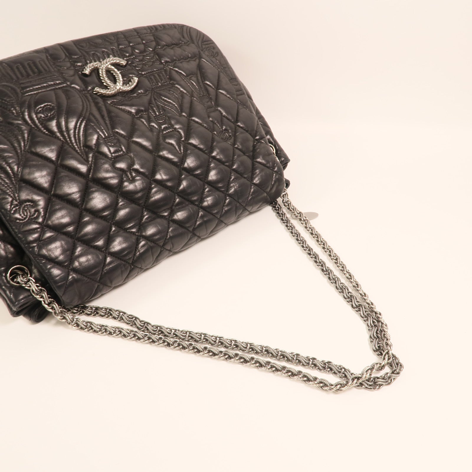 CHANEL 羊皮皮革Paris Moscou Flap Bag銀扣鏈帶肩背袋