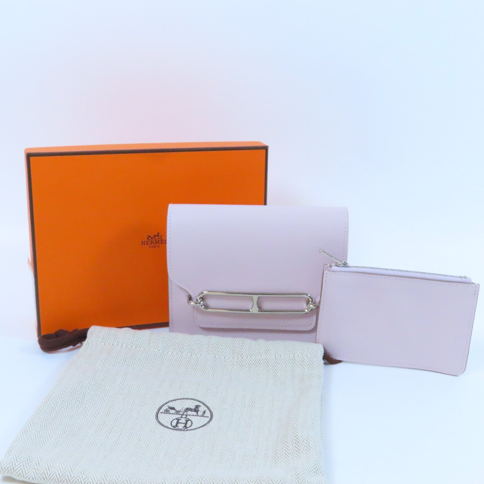 HERMES **【激減優惠】Evercolor皮革Roulis Slim銀扣錢包Mauve Sylvestre錦葵紫色