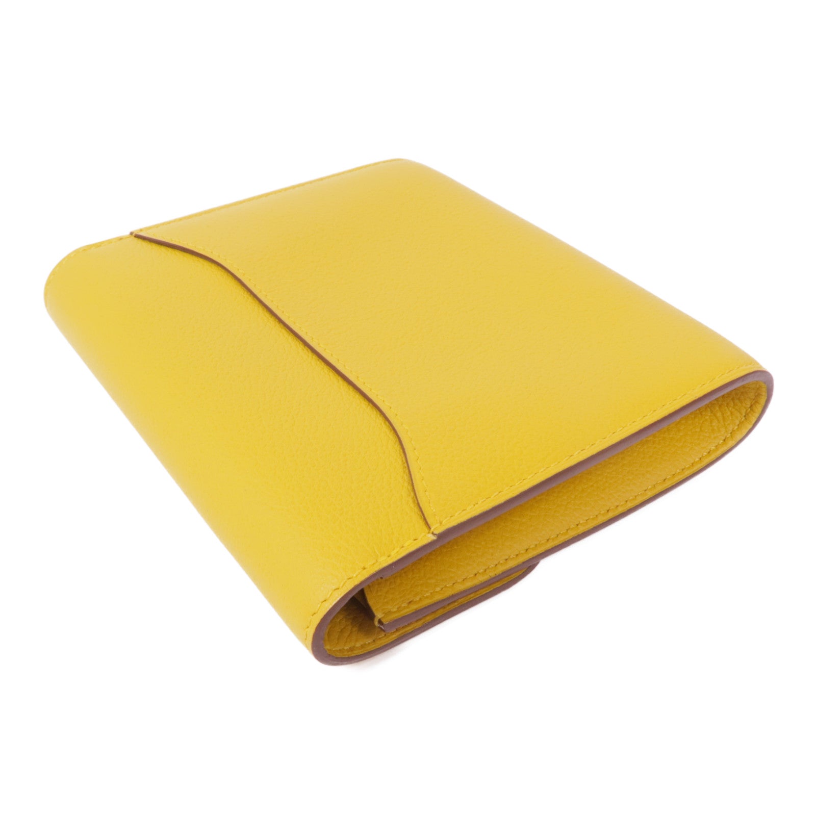 HERMES Evercolor皮革Constance Wallet金扣錢包9D/Jaune Amber