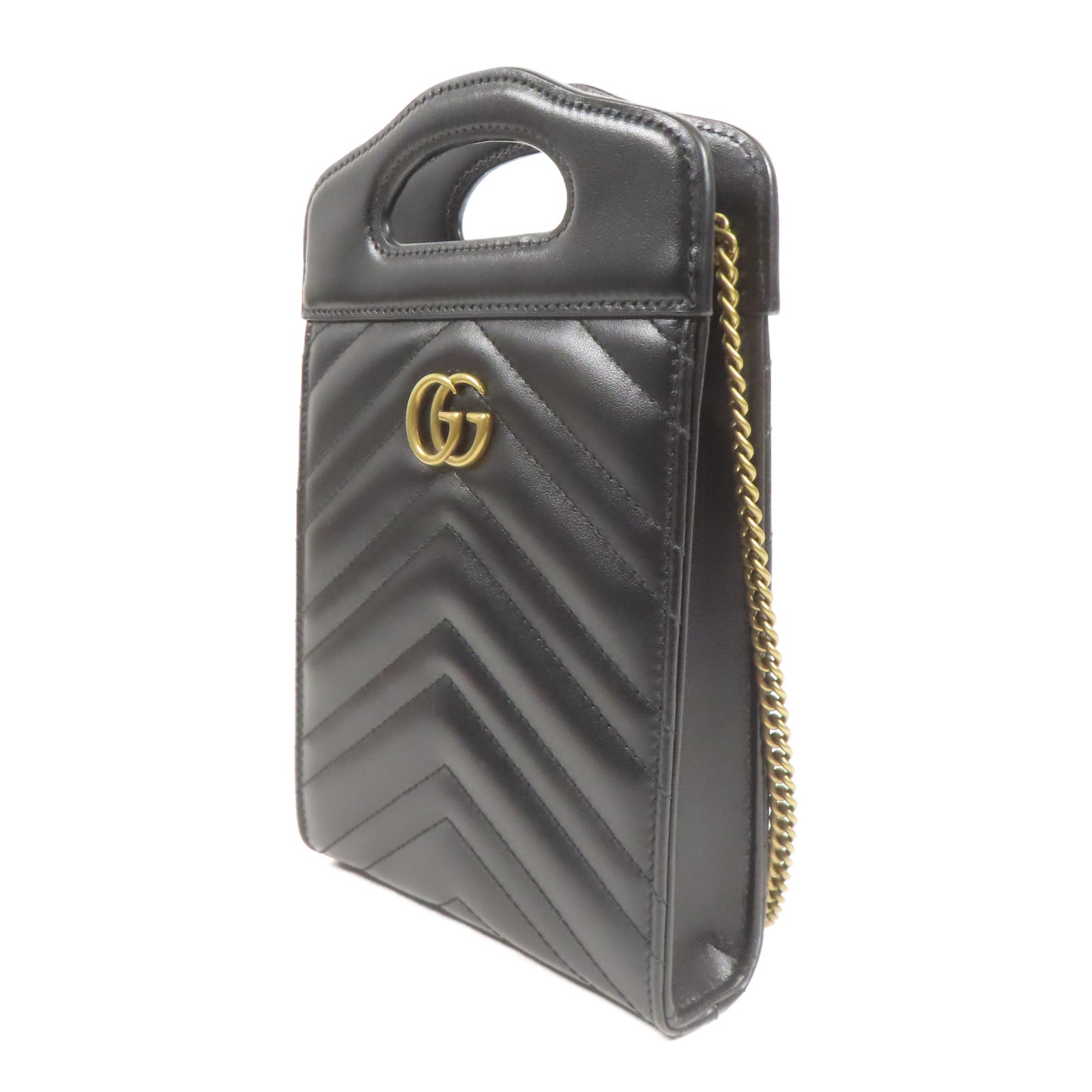 GUCCI 牛皮皮革GG Marmont金扣鏈帶肩背袋