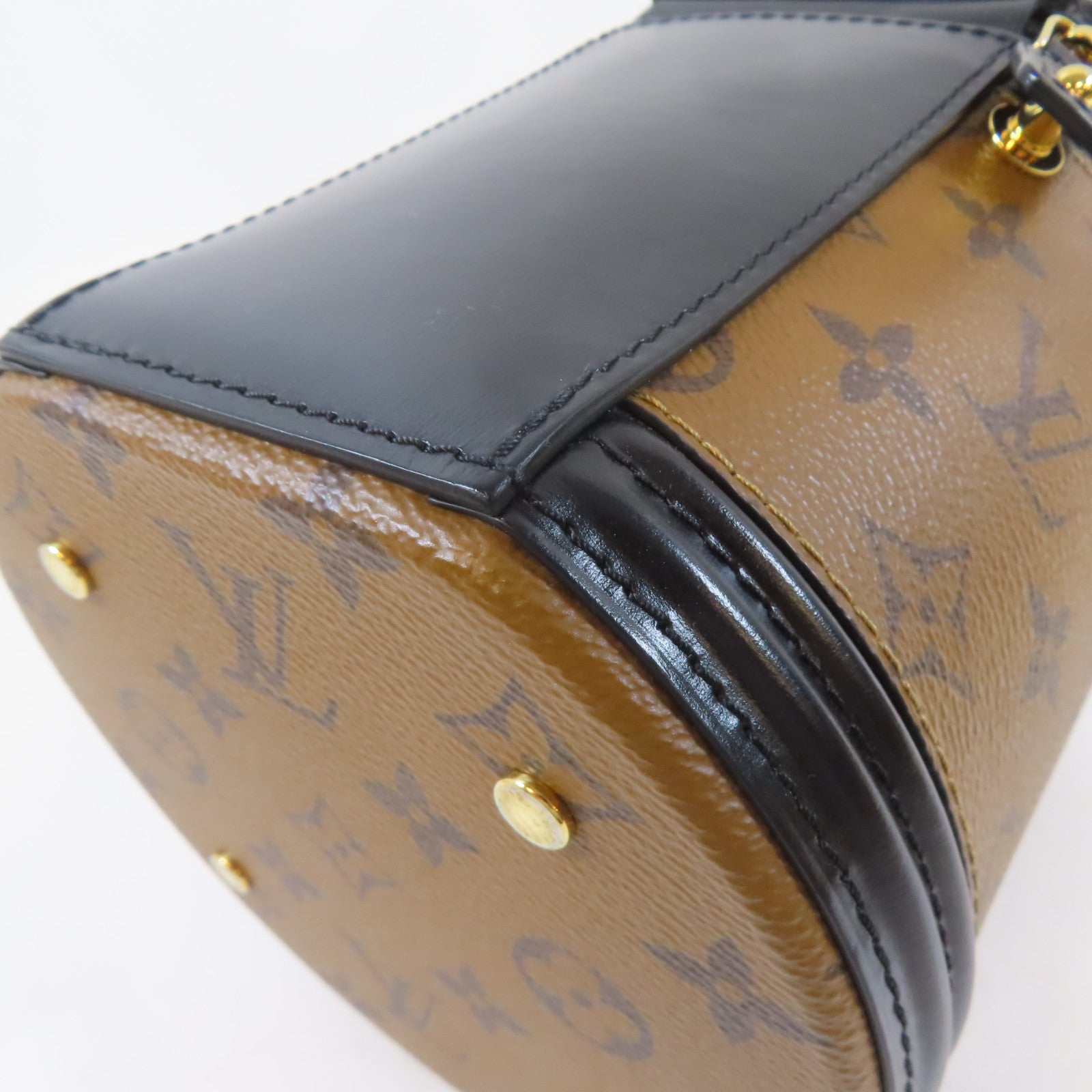 LOUIS VUITTON Monogram Reverse Cannes金扣手挽肩背兩用袋啡色