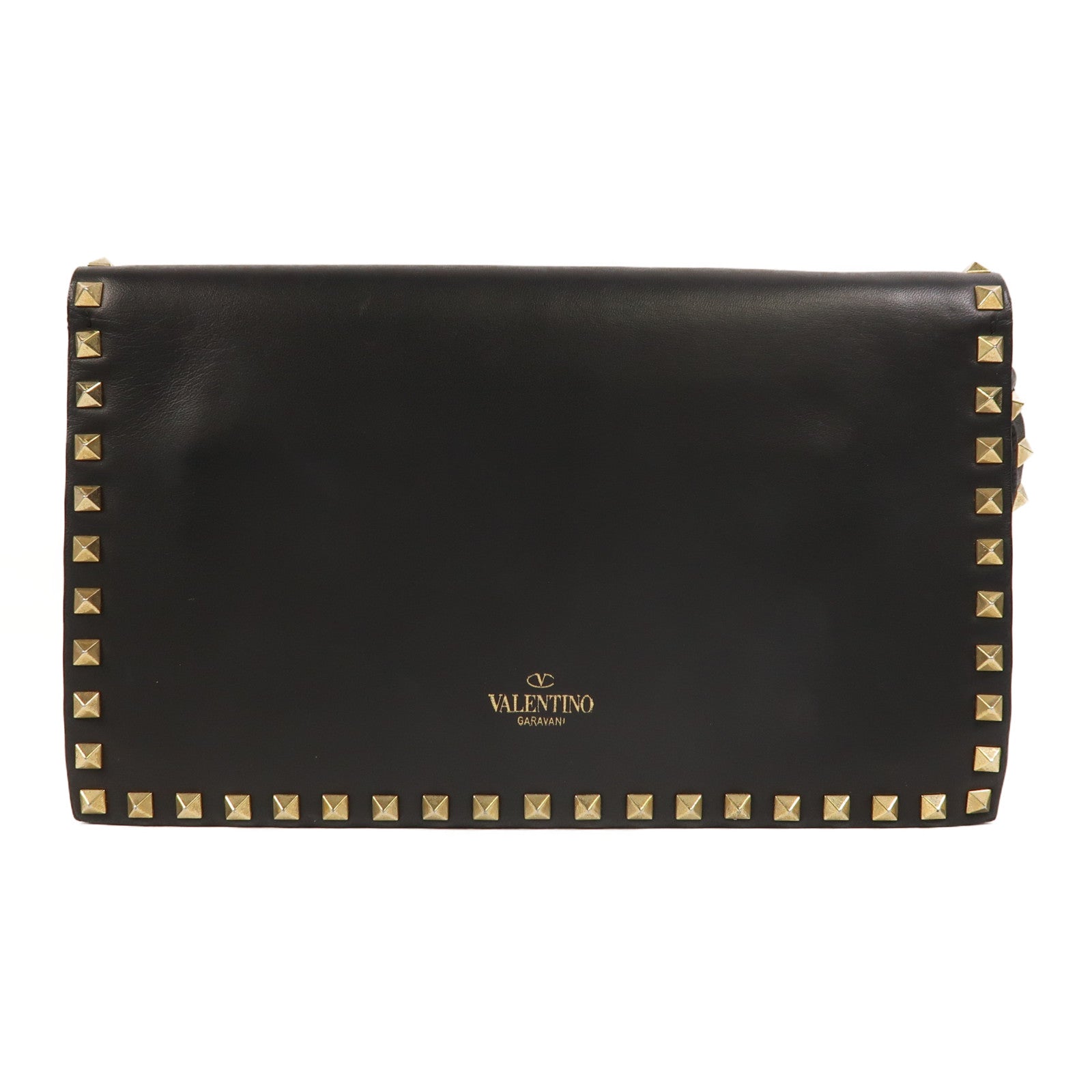 Valentino 牛皮皮革Garavani Rockstud Clutch金扣手拿包