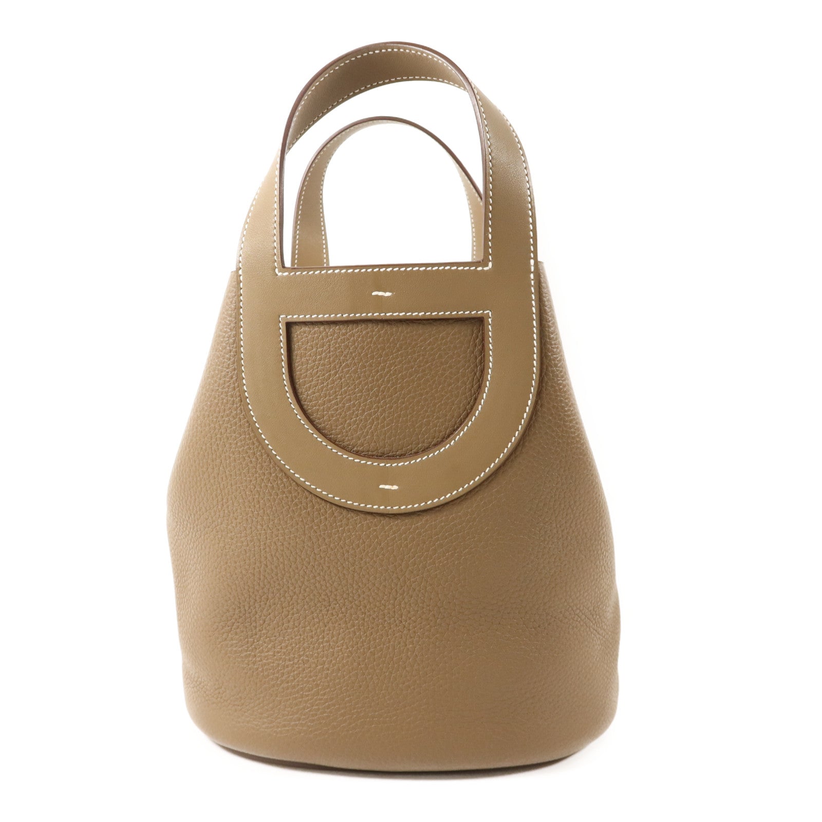 HERMES Clemence皮革In The Loop 23銀扣手挽袋Etoupe