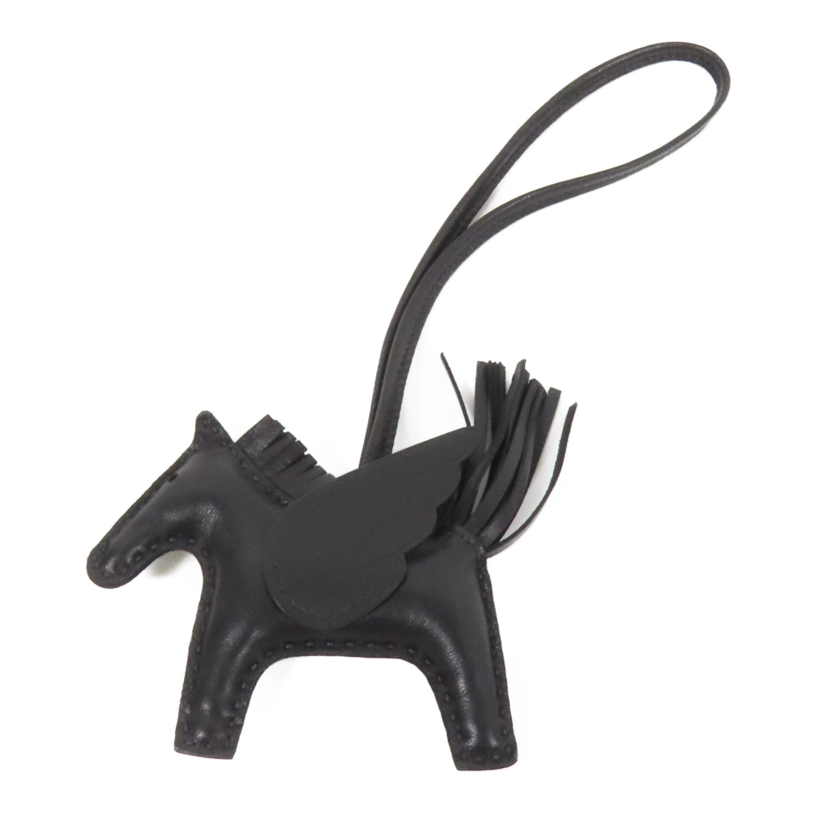 HERMES Swift/Milo皮革Rodeo Pegase PM掛飾Noir