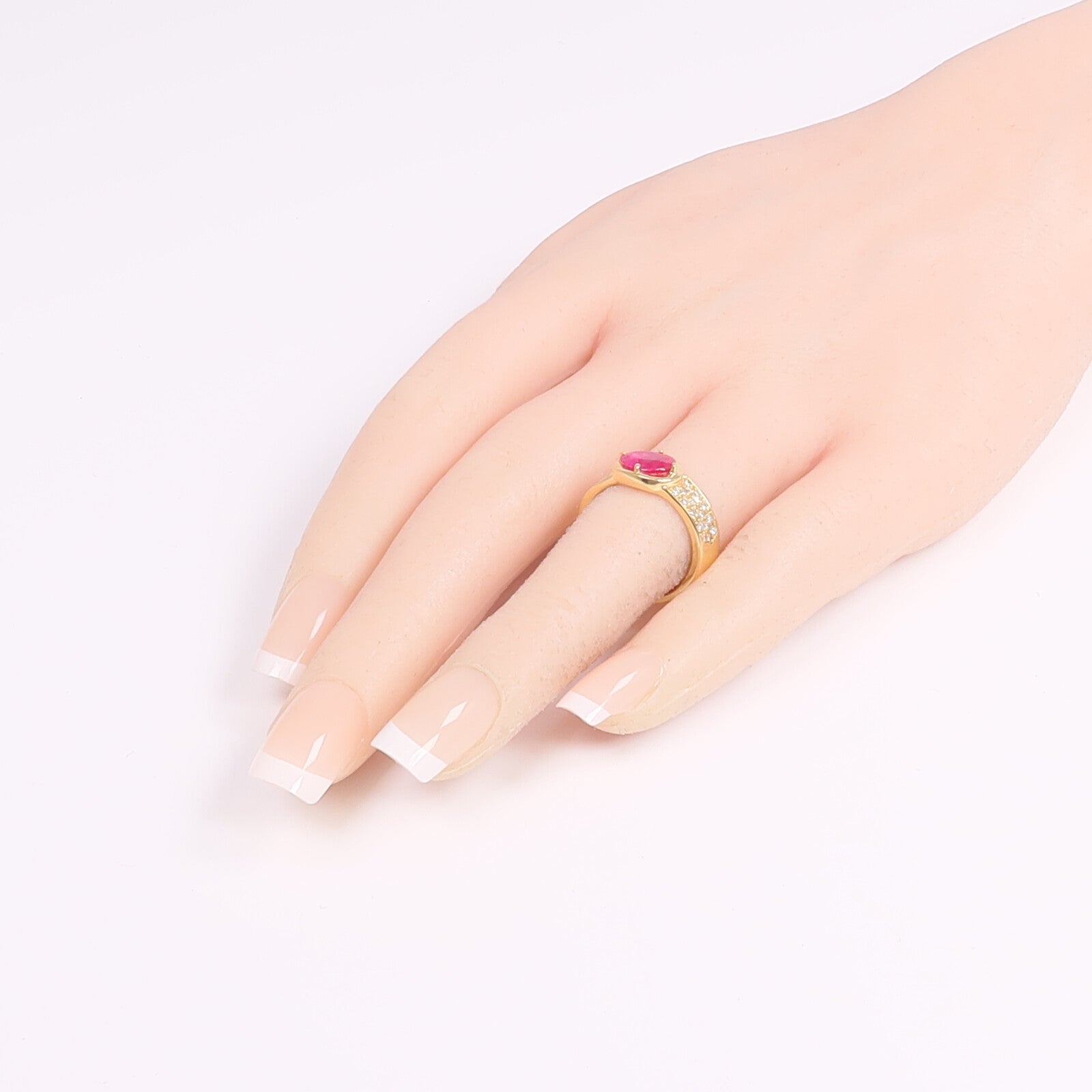 JEWELRY 18K黃金Ruby Diamond Ring紅寶石/鑽石戒指US#5.5