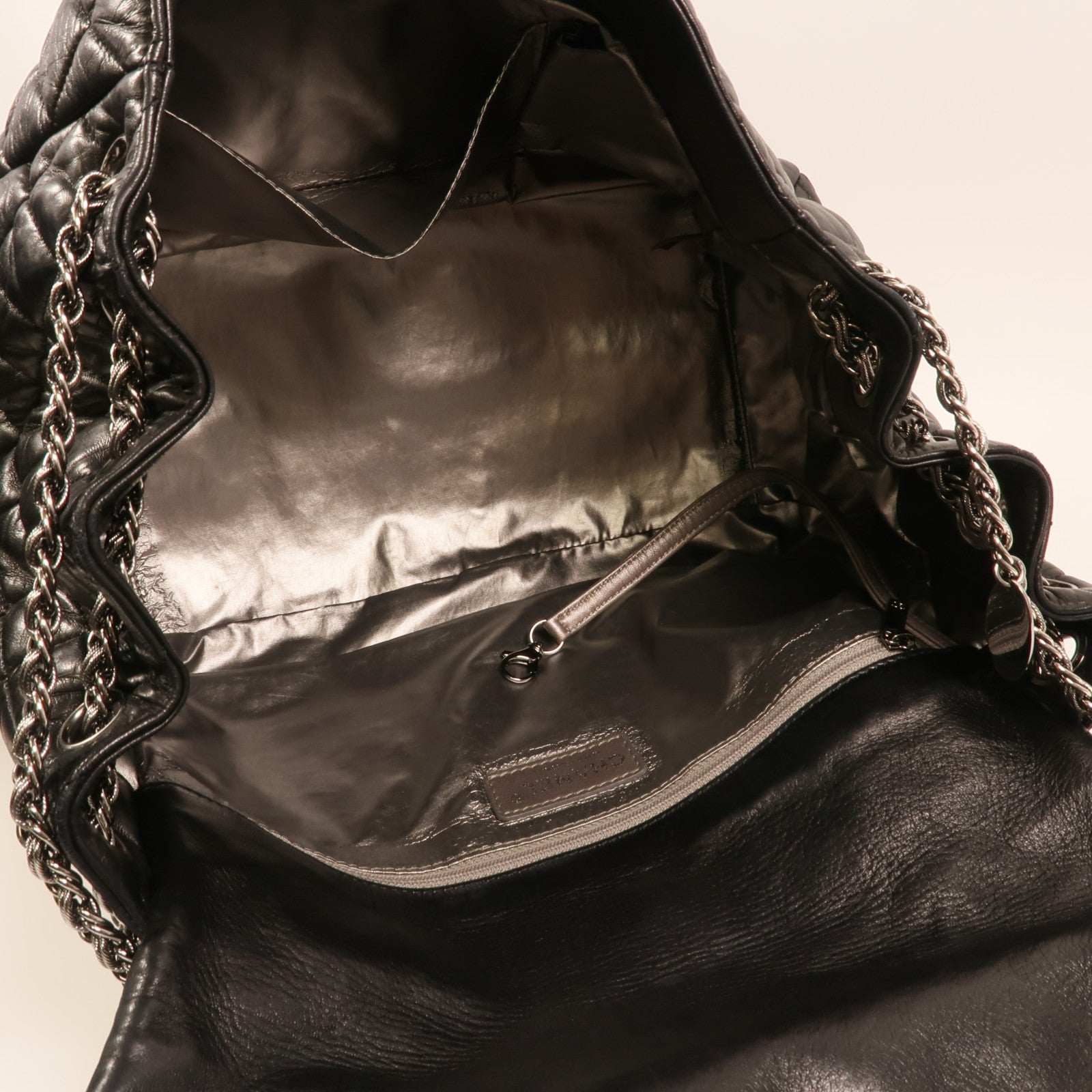 CHANEL 羊皮皮革Paris Moscou Flap Bag銀扣鏈帶肩背袋