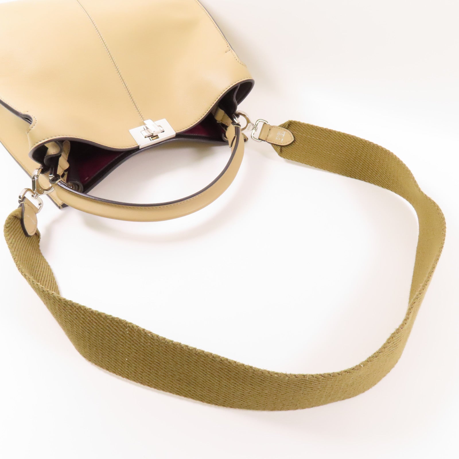 FENDI SHW Peekaboo 2 Way Bag 8BN310 Calfskin Leather Beige